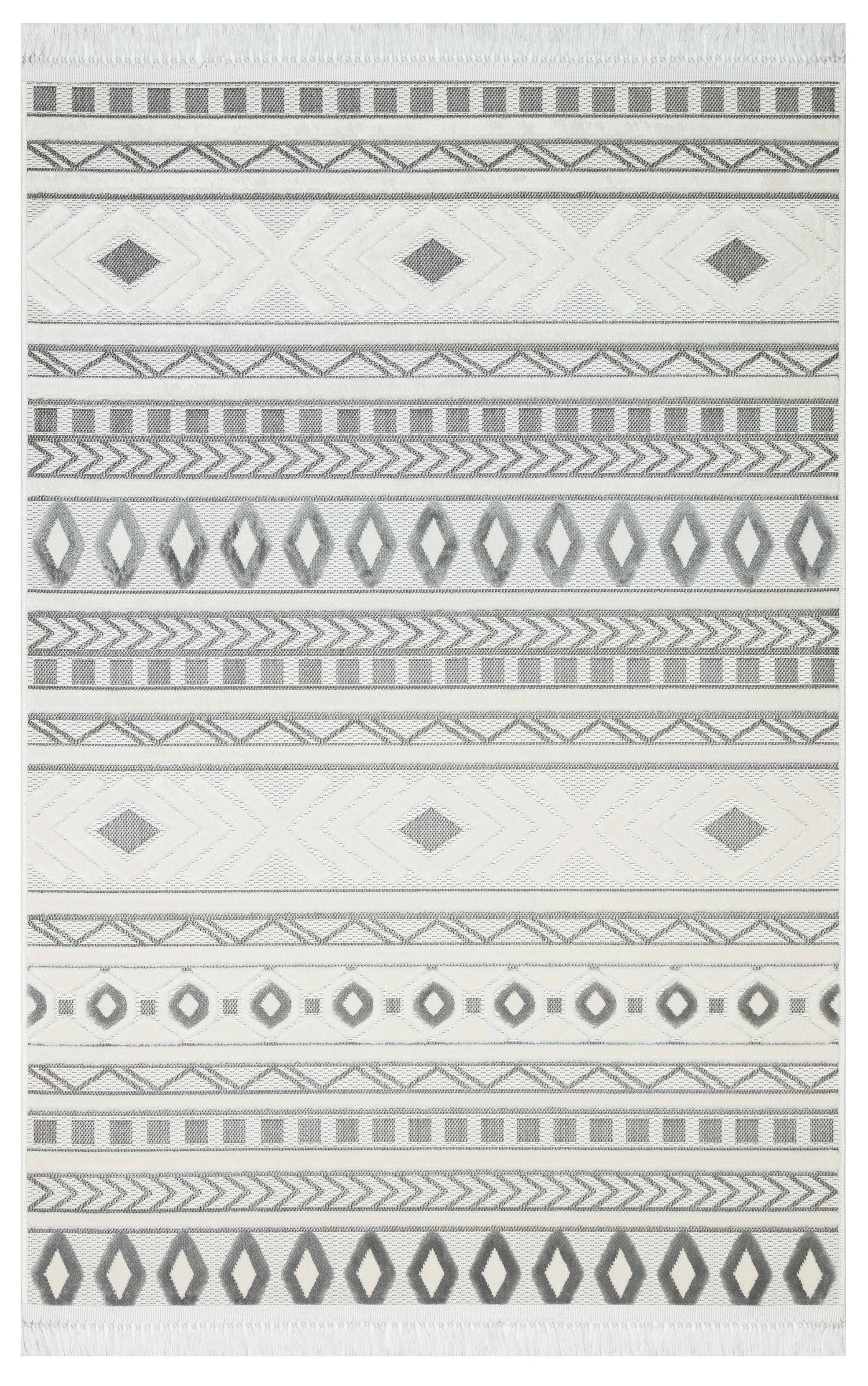 ARYA 5030-G-KREM/GRİ Pamuk Dokuma Taban İskandinav Desenli Salon Koridor Mutfak Halısı