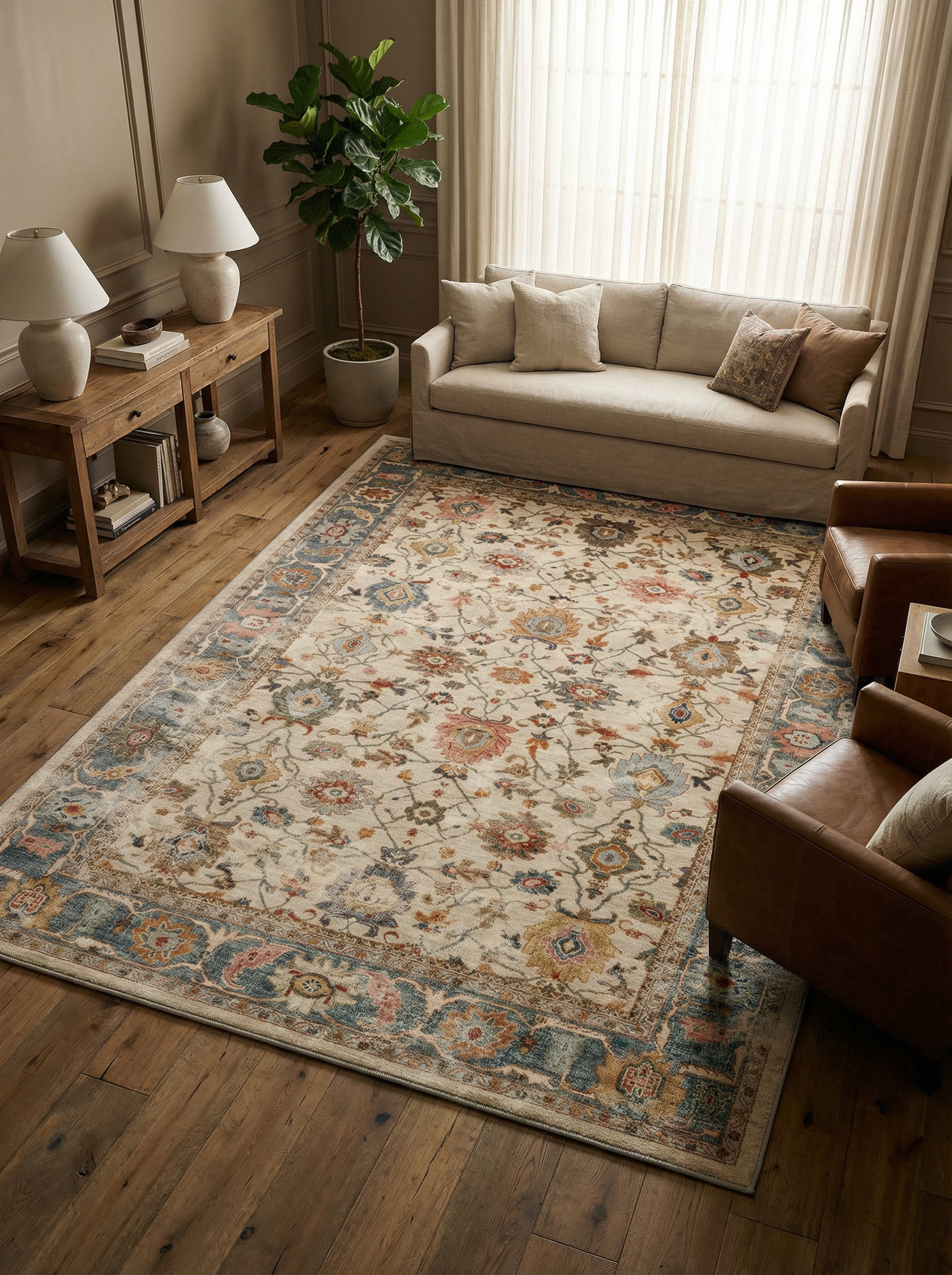 Arte VN039 Vintage Klasik Desenli Dekoratif Şönil Halı