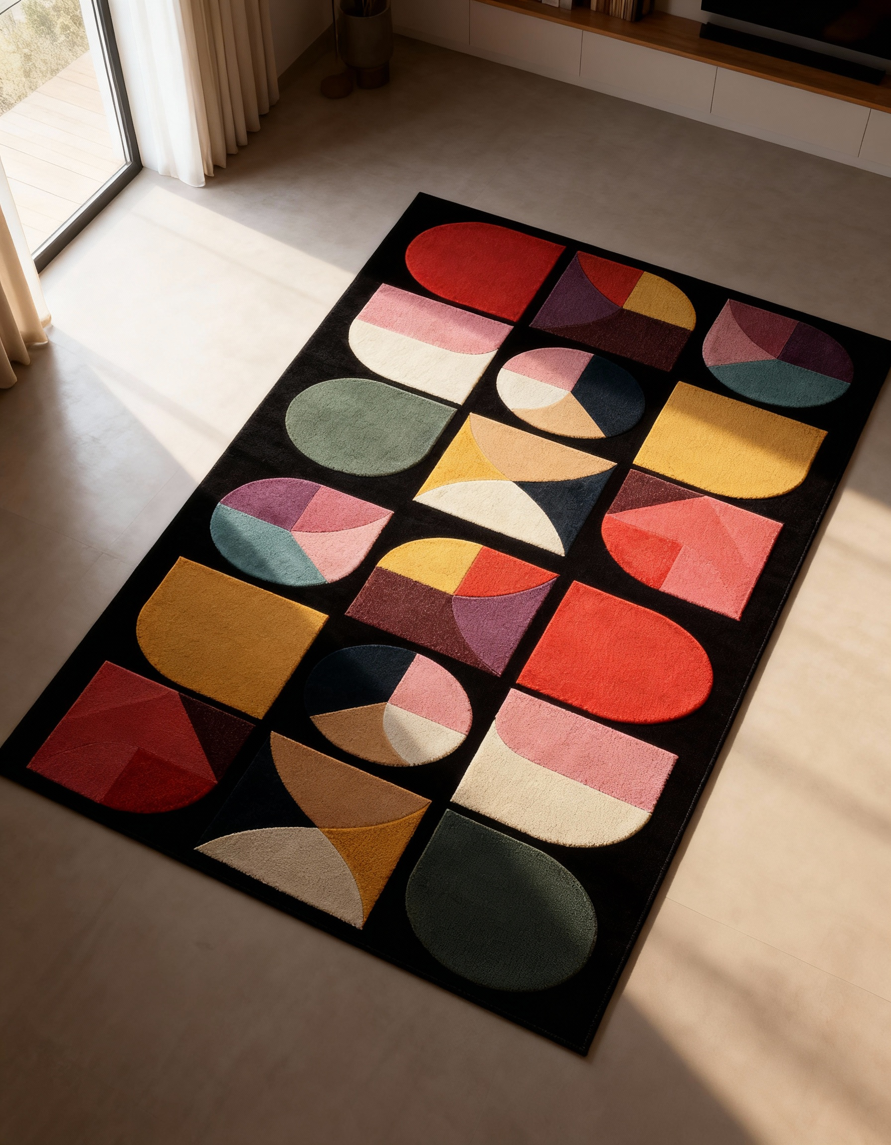 Arte HD007 Geometrik Modern Desenli Renkli Dekoratif Dokuma Halı