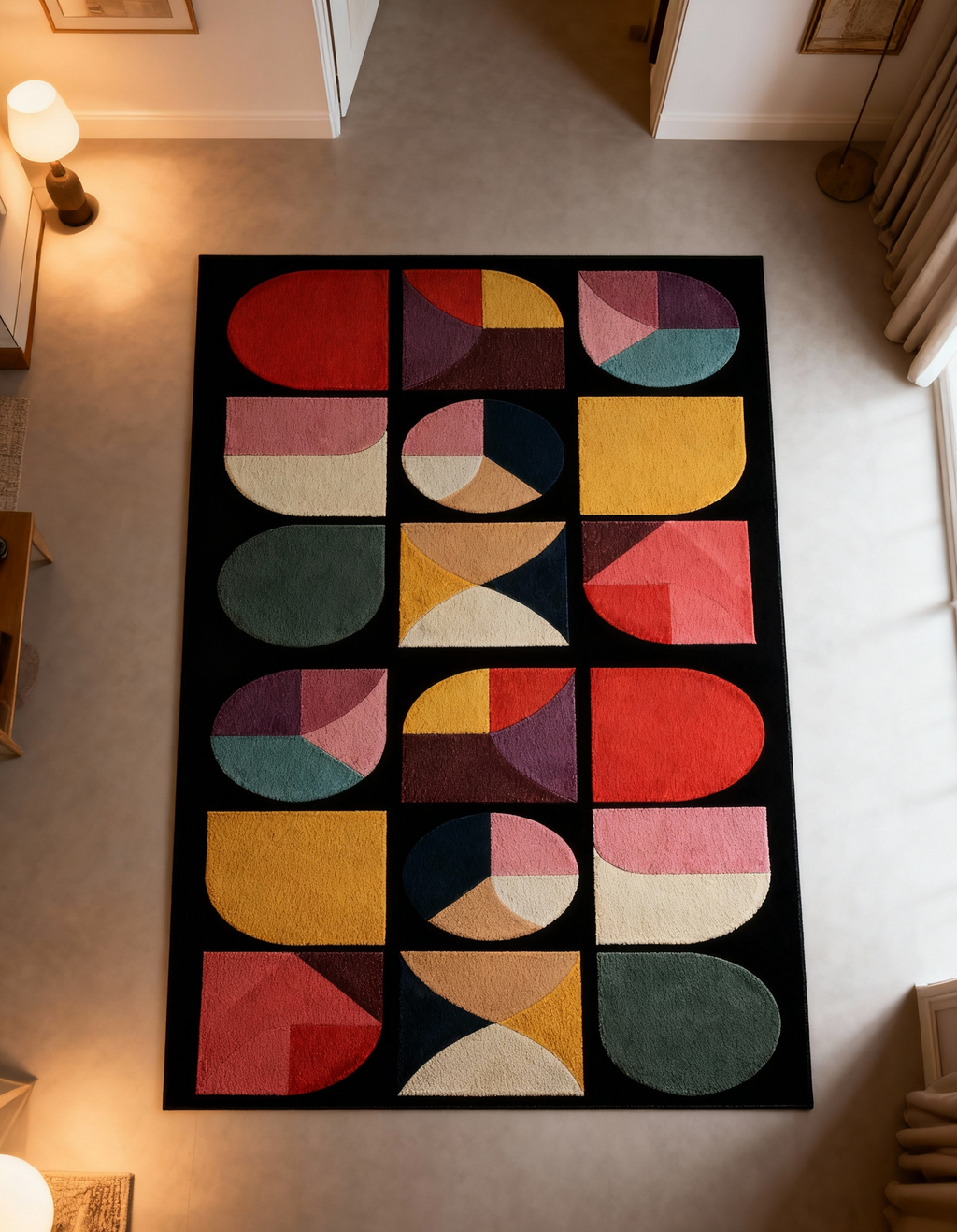 Arte HD007 Geometrik Modern Desenli Renkli Dekoratif Dokuma Halı