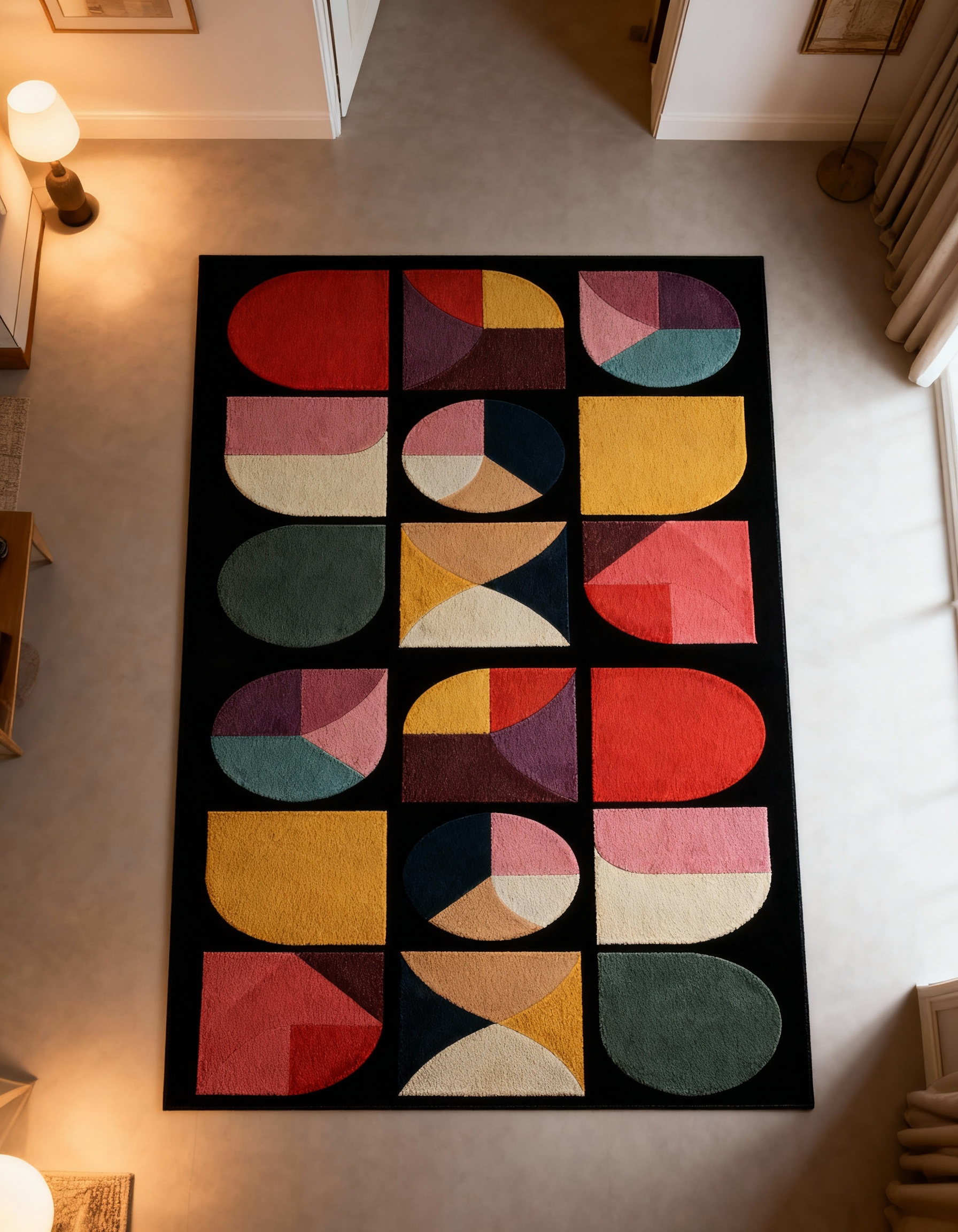 Arte HD007 Geometrik Modern Desenli Renkli Dekoratif Dokuma Halı