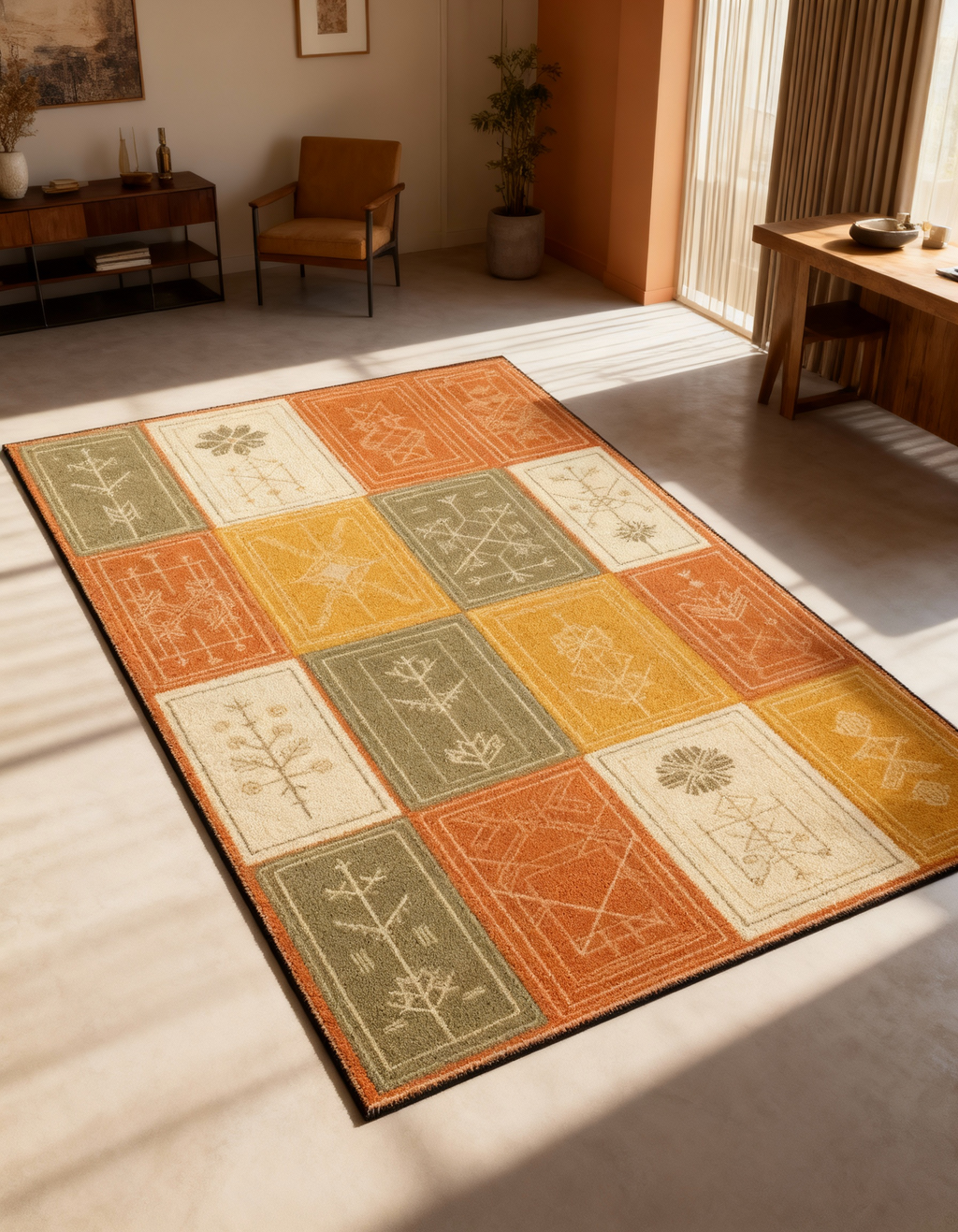 Arte HD004 Figürlü Modern Desenli Renkli Dekoratif Dokuma Halı