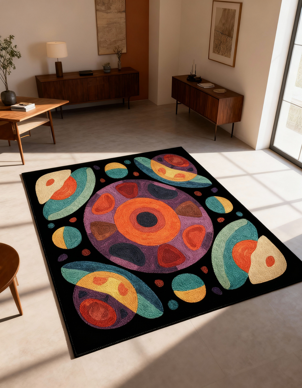 Arte HD010 Geometrik Desenli Renkli Dekoratif Dokuma Halı