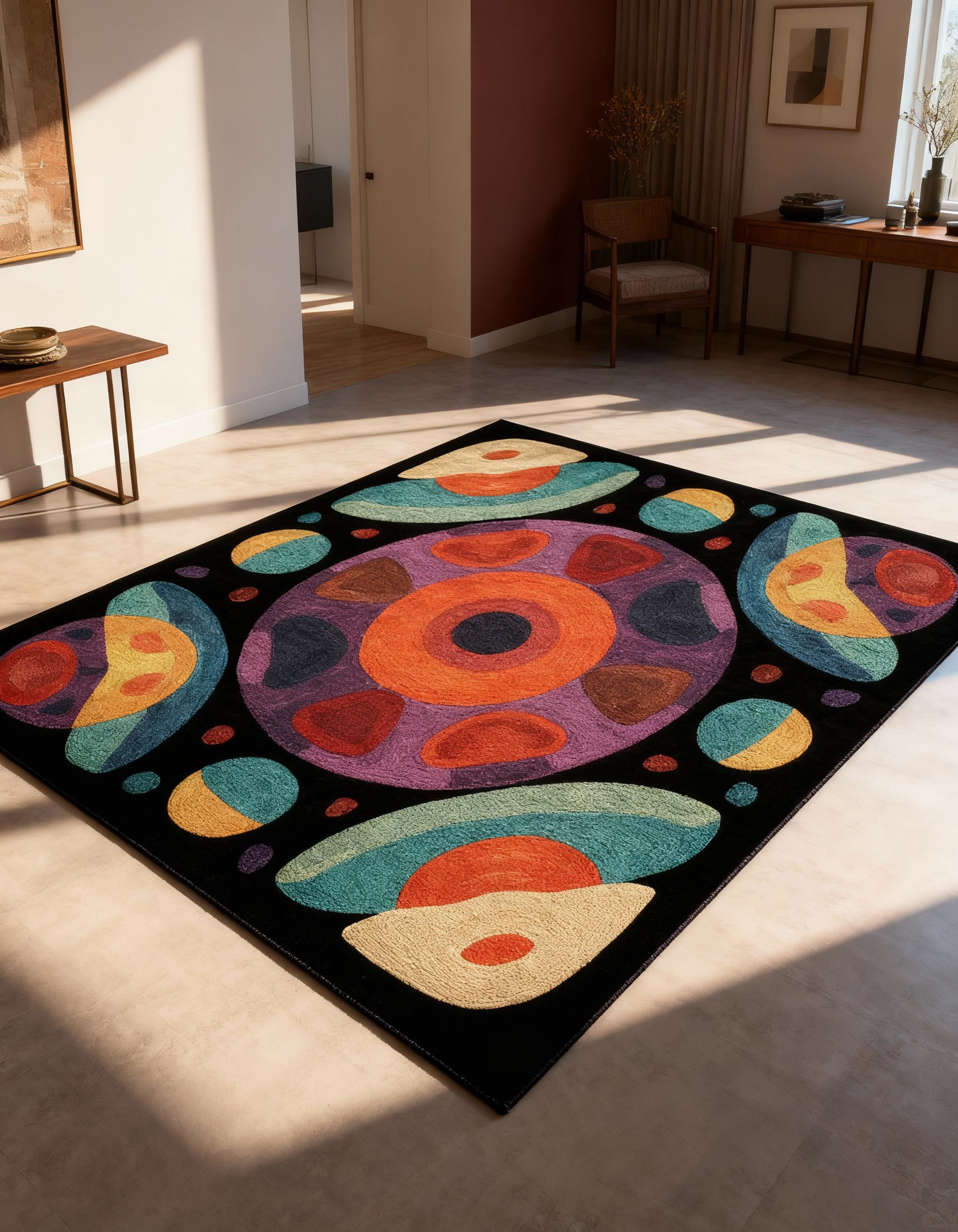 Arte HD010 Geometrik Desenli Renkli Dekoratif Dokuma Halı