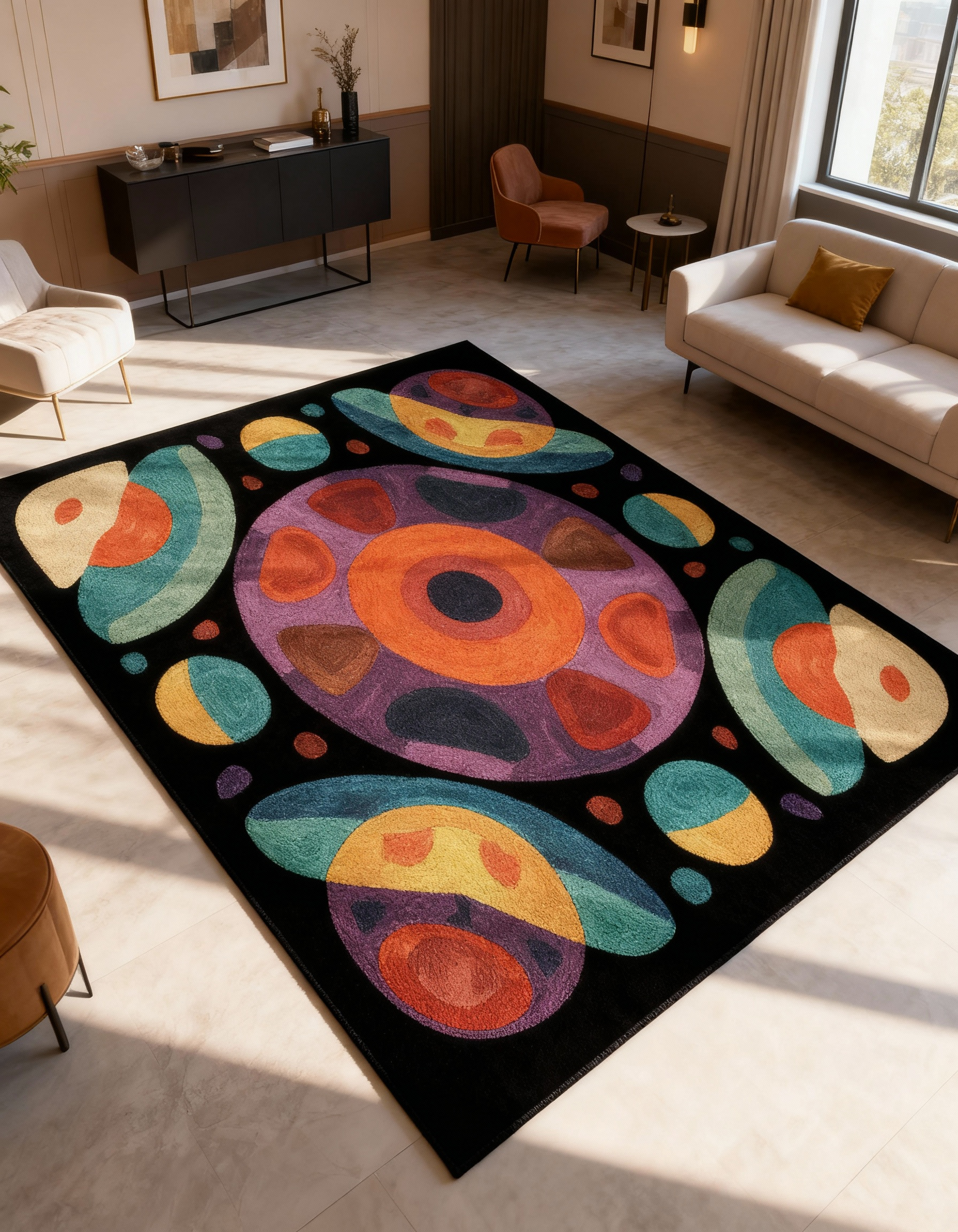 Arte HD010 Geometrik Desenli Renkli Dekoratif Dokuma Halı