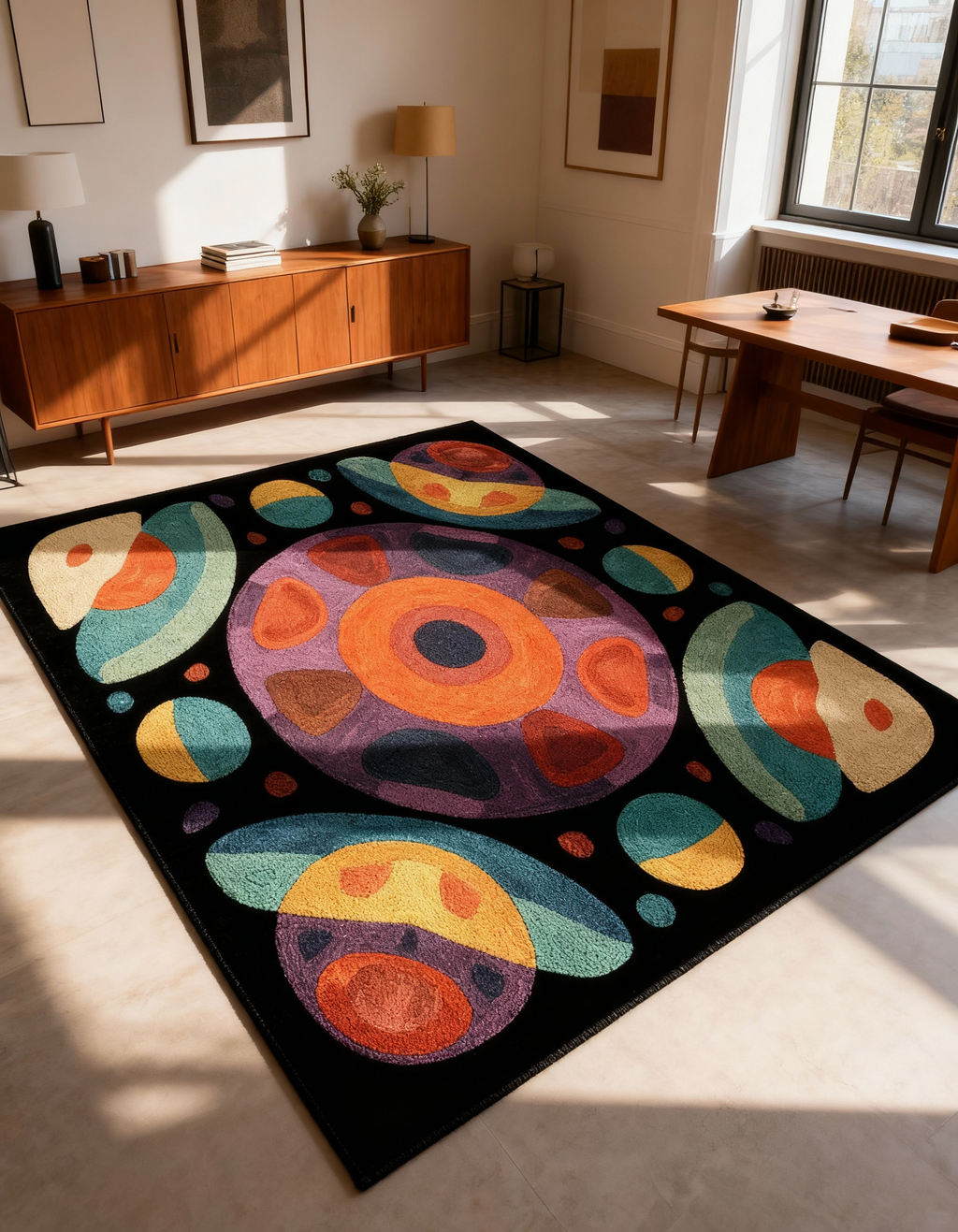 Arte HD010 Geometrik Desenli Renkli Dekoratif Dokuma Halı