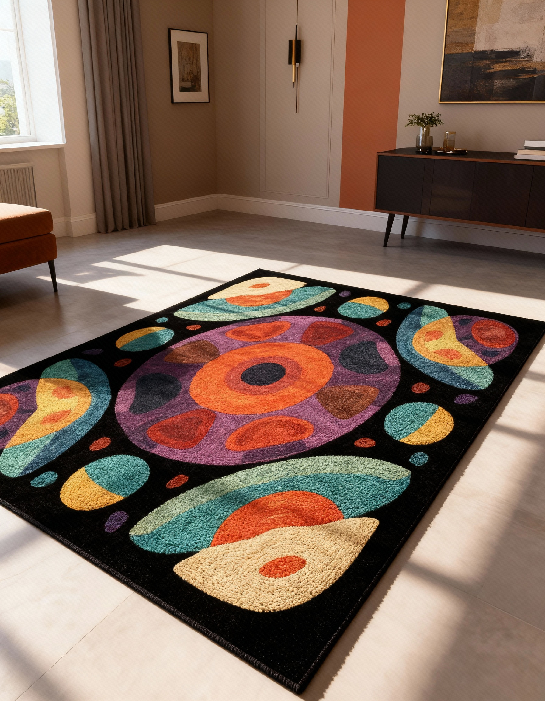 Arte HD010 Geometrik Desenli Renkli Dekoratif Dokuma Halı