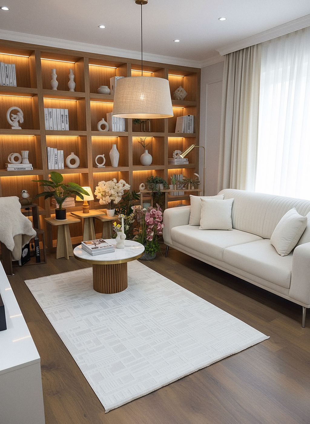 MYRA KREM Geometrik Desenli Modern Salon Mutfak Koridor Balkon Halısı