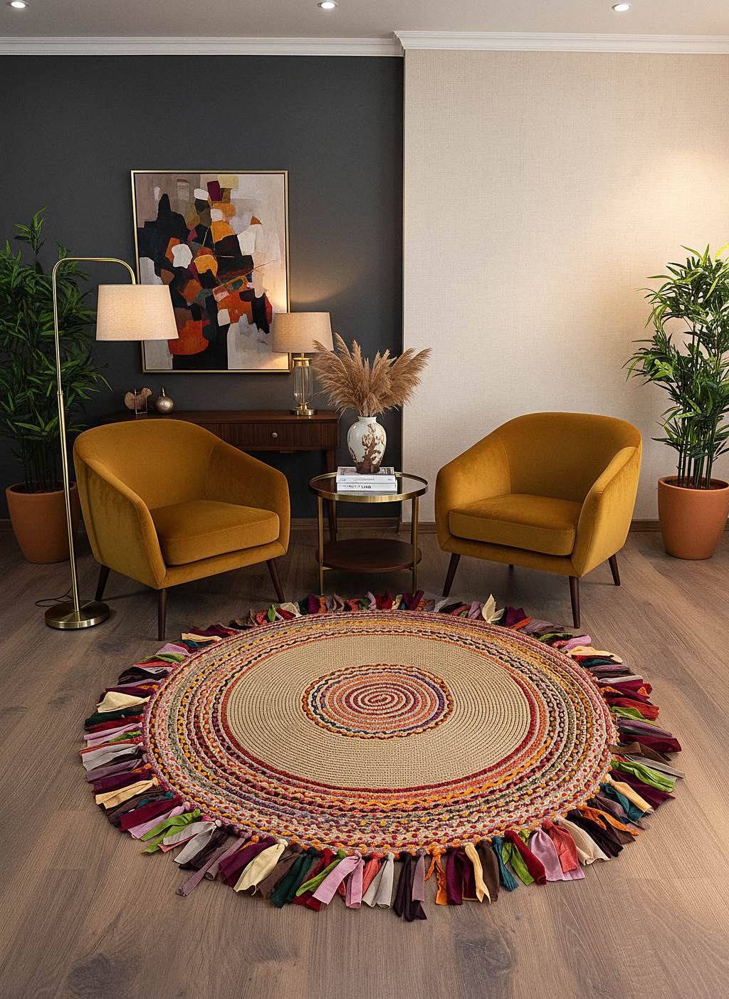 JÜT-RV412 Elde Dokuma Doğal Jüt Hasır Halı