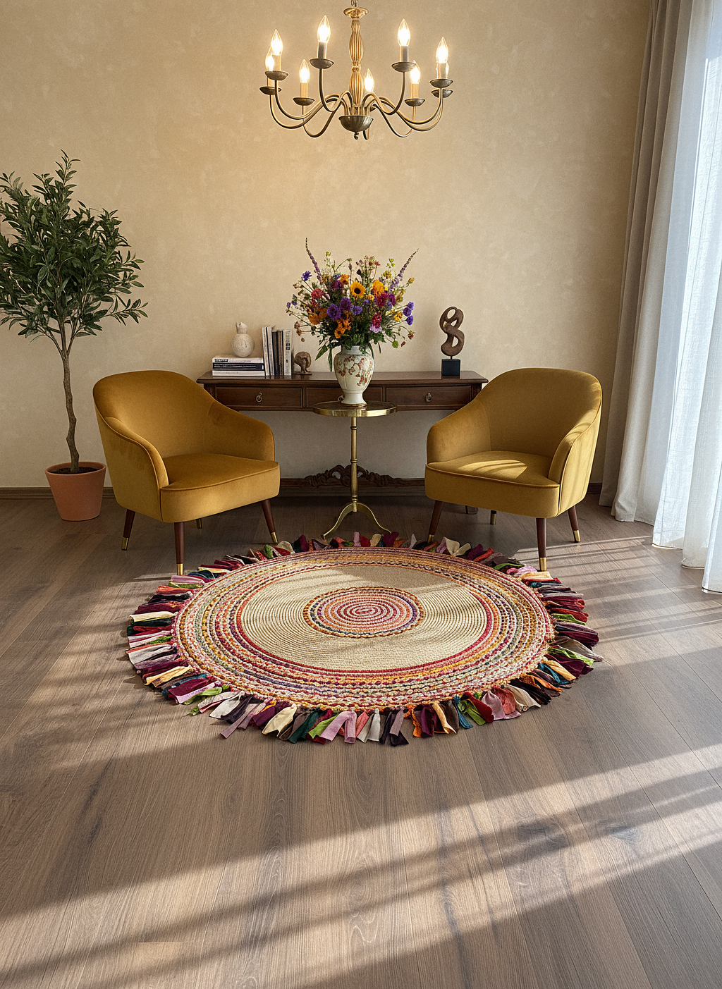 JÜT-RV412 Elde Dokuma Doğal Jüt Hasır Halı