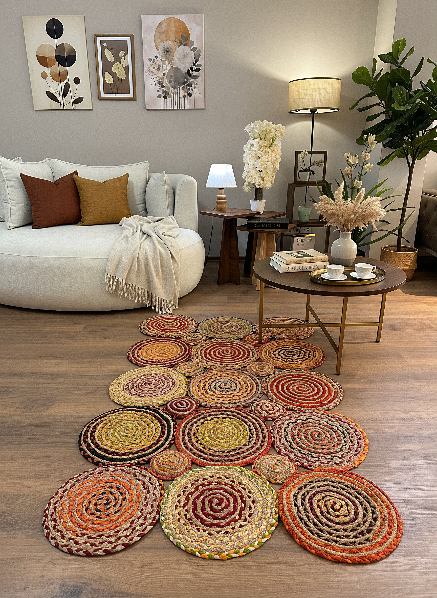 JÜT-KV413 Elde Dokuma Doğal Jüt Hasır Halı