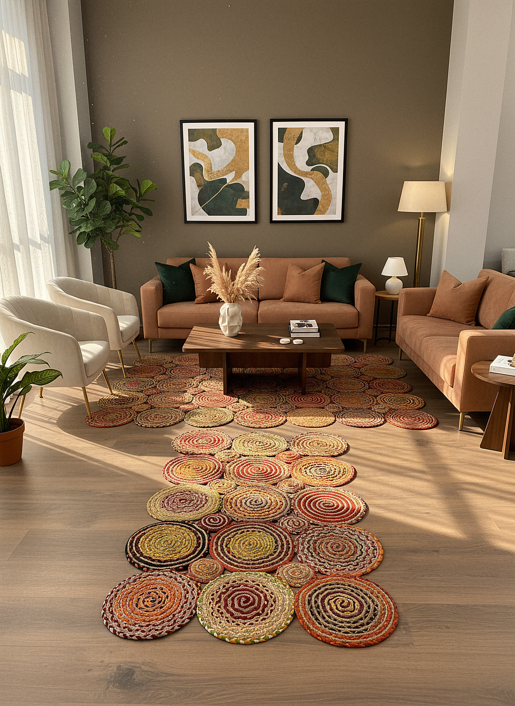 JÜT-KV413 Elde Dokuma Doğal Jüt Hasır Halı