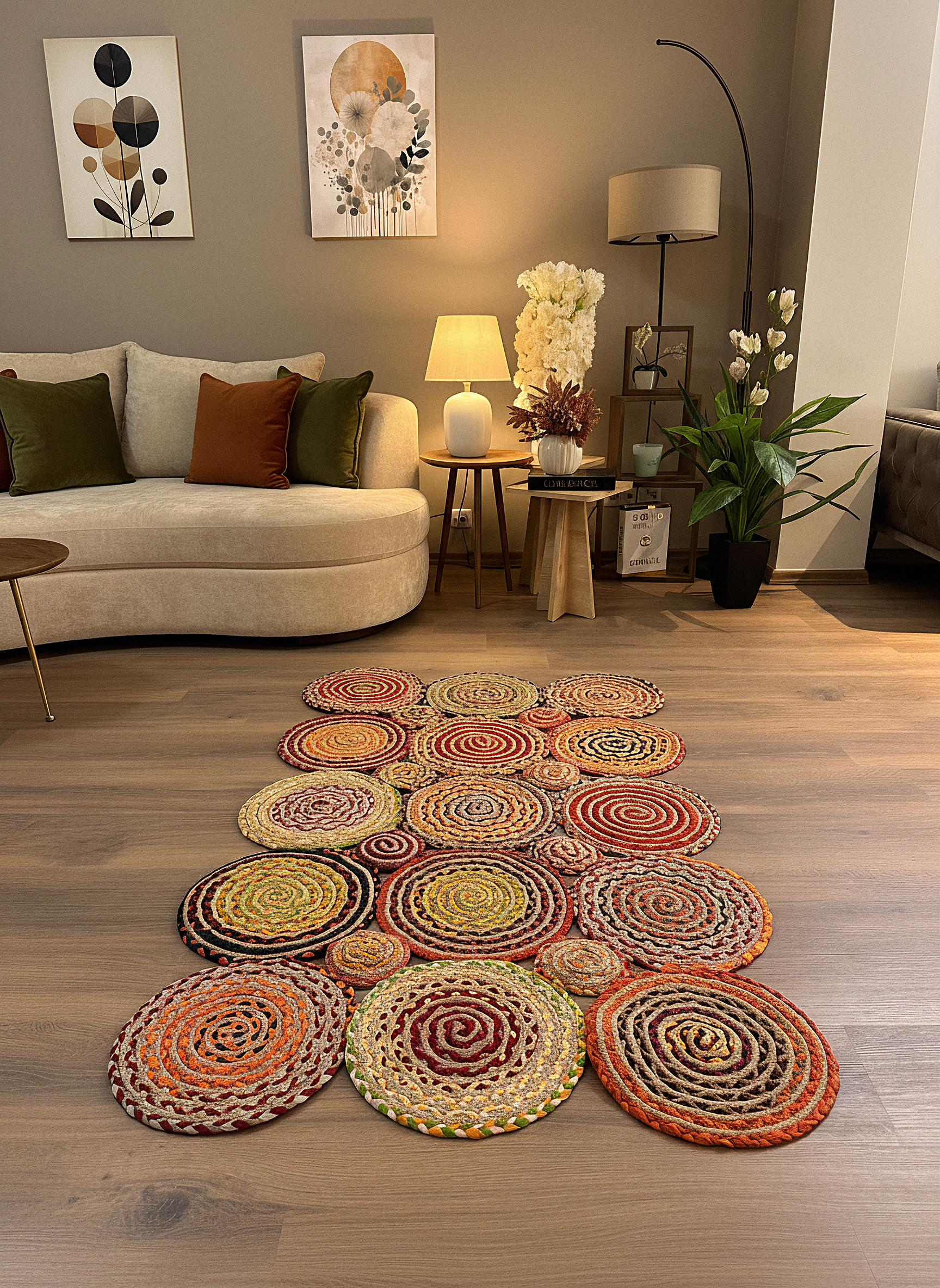 JÜT-KV413 Elde Dokuma Doğal Jüt Hasır Halı