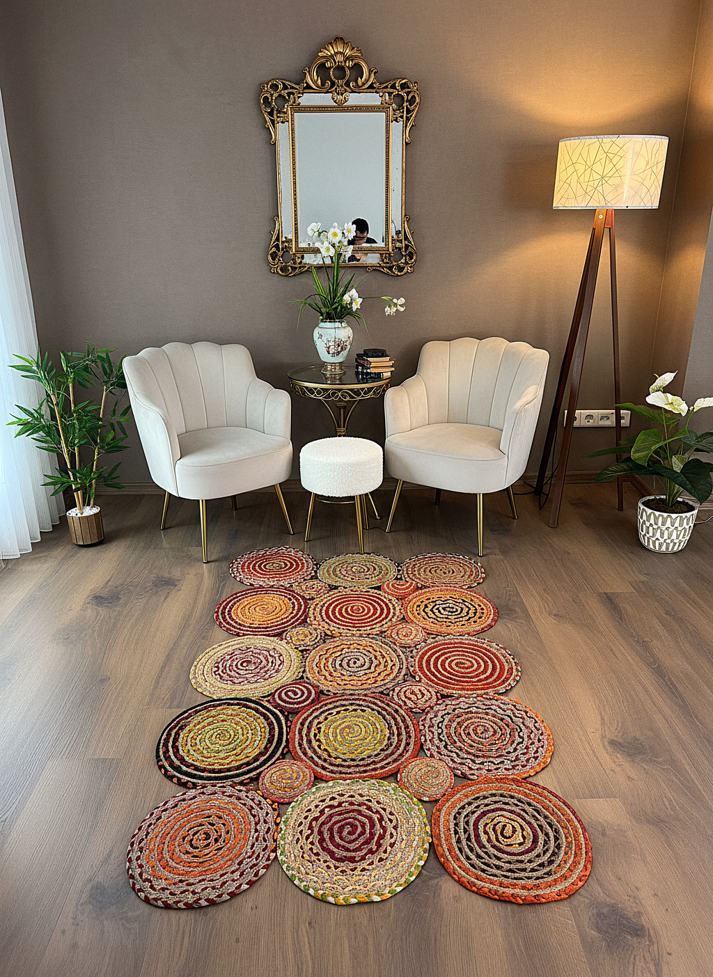 JÜT-KV413 Elde Dokuma Doğal Jüt Hasır Halı