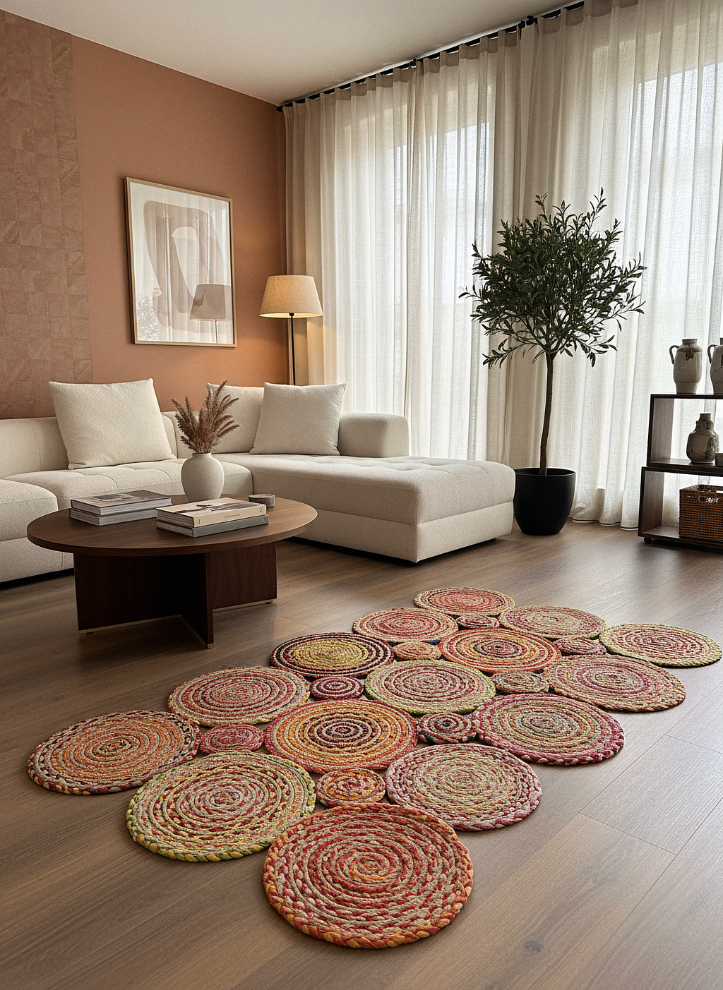 JÜT-KV413 Elde Dokuma Doğal Jüt Hasır Halı