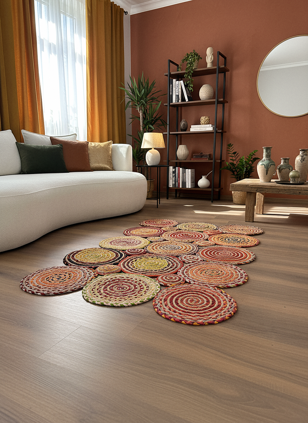 JÜT-KV413 Elde Dokuma Doğal Jüt Hasır Halı