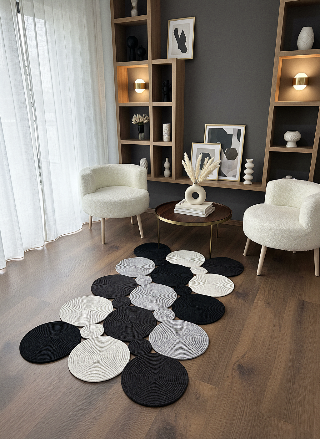 JÜT-KV429 Elde Dokuma Doğal Jüt Hasır Halı