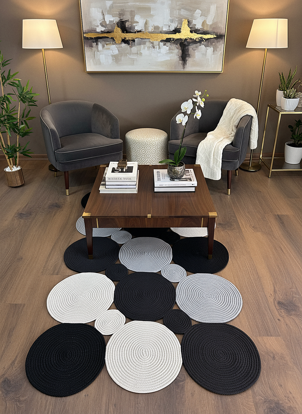 JÜT-KV429 Elde Dokuma Doğal Jüt Hasır Halı