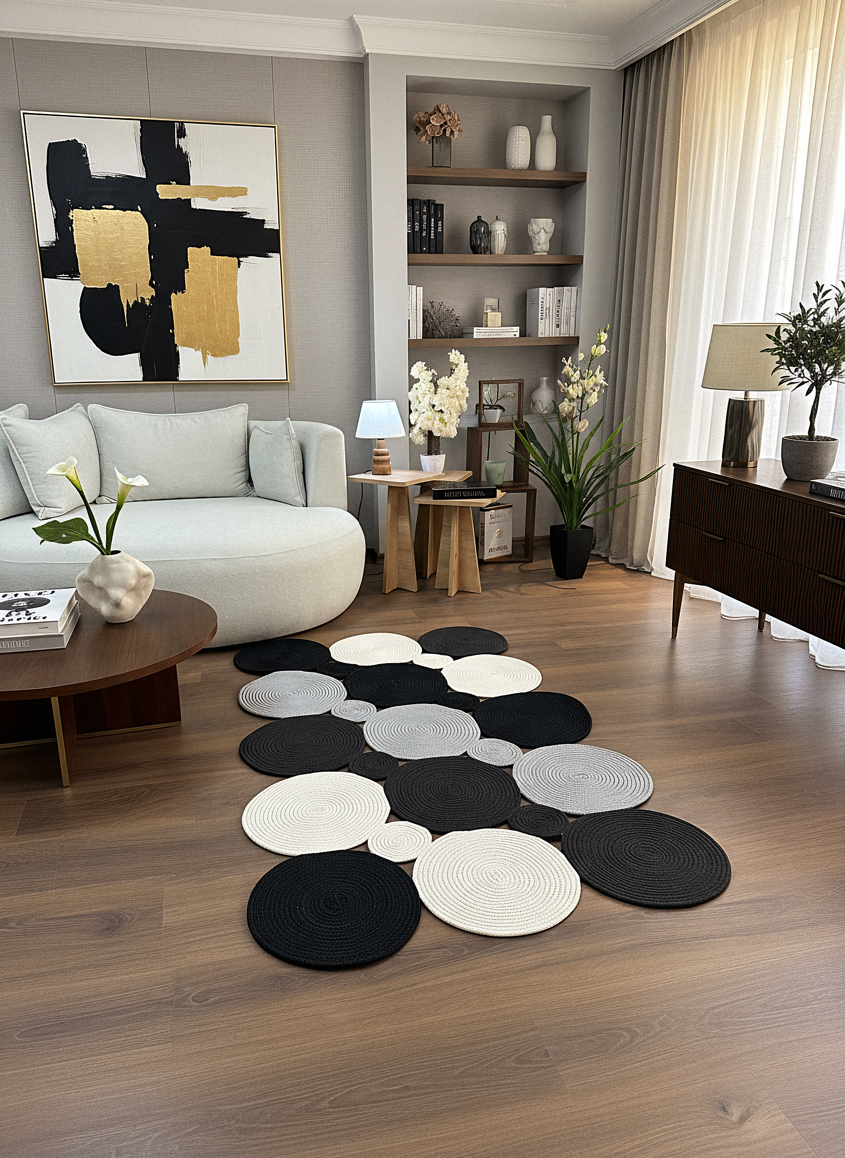 JÜT-KV429 Elde Dokuma Doğal Jüt Hasır Halı