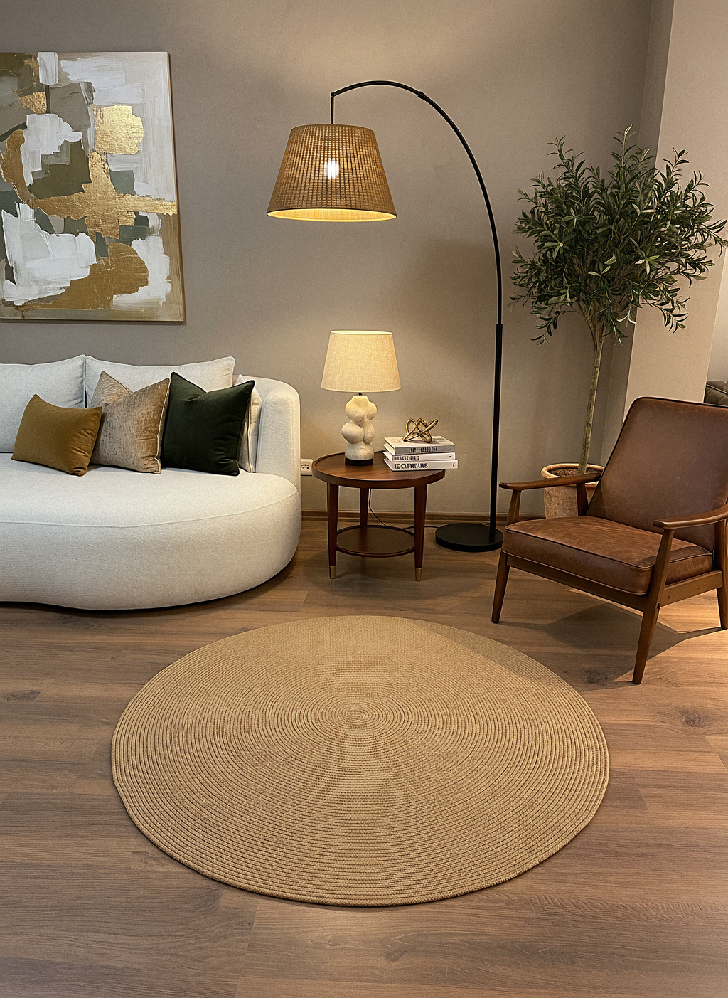 JÜT-RV305 Elde Dokuma Doğal Jüt Hasır Halı