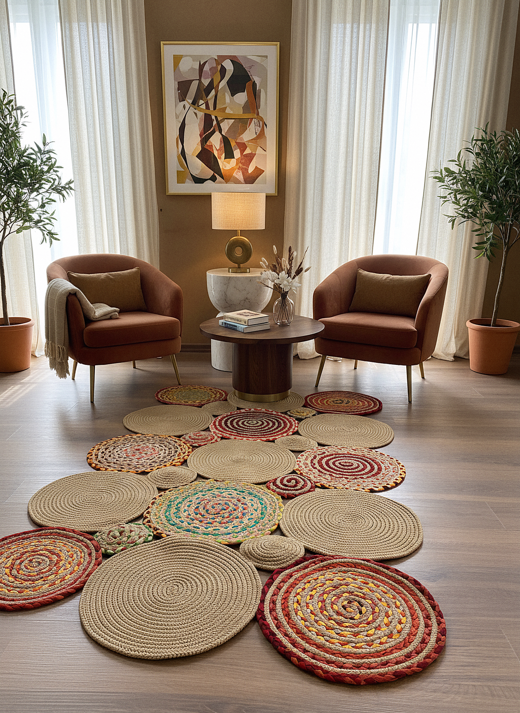 JÜT-426 Elde Dokuma Doğal Jüt Hasır Halı