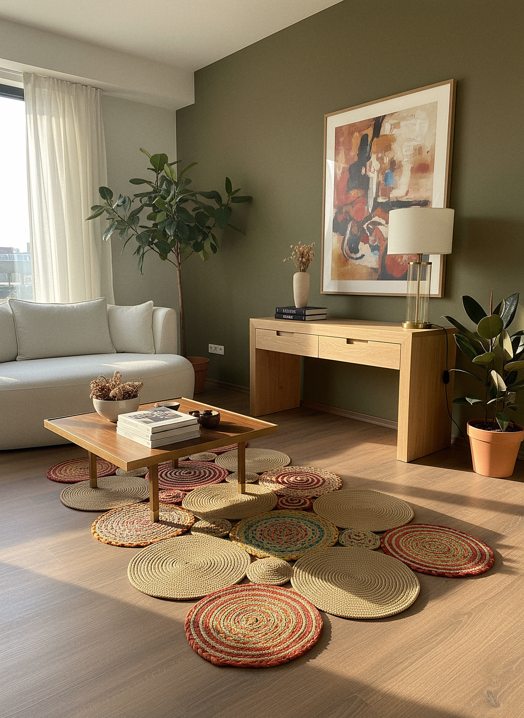 JÜT-426 Elde Dokuma Doğal Jüt Hasır Halı