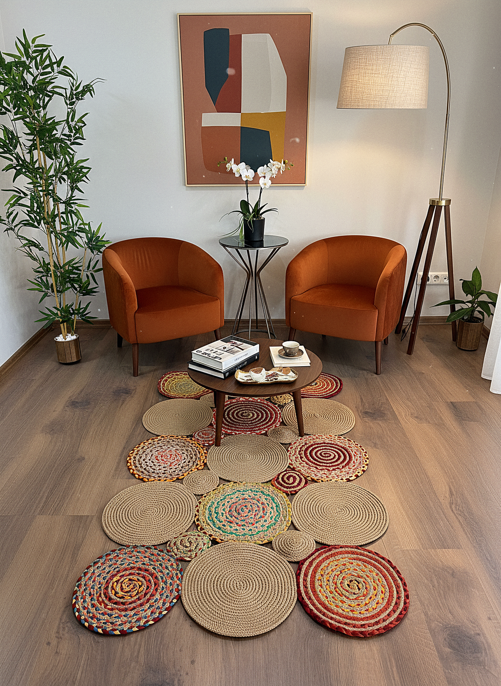 JÜT-426 Elde Dokuma Doğal Jüt Hasır Halı