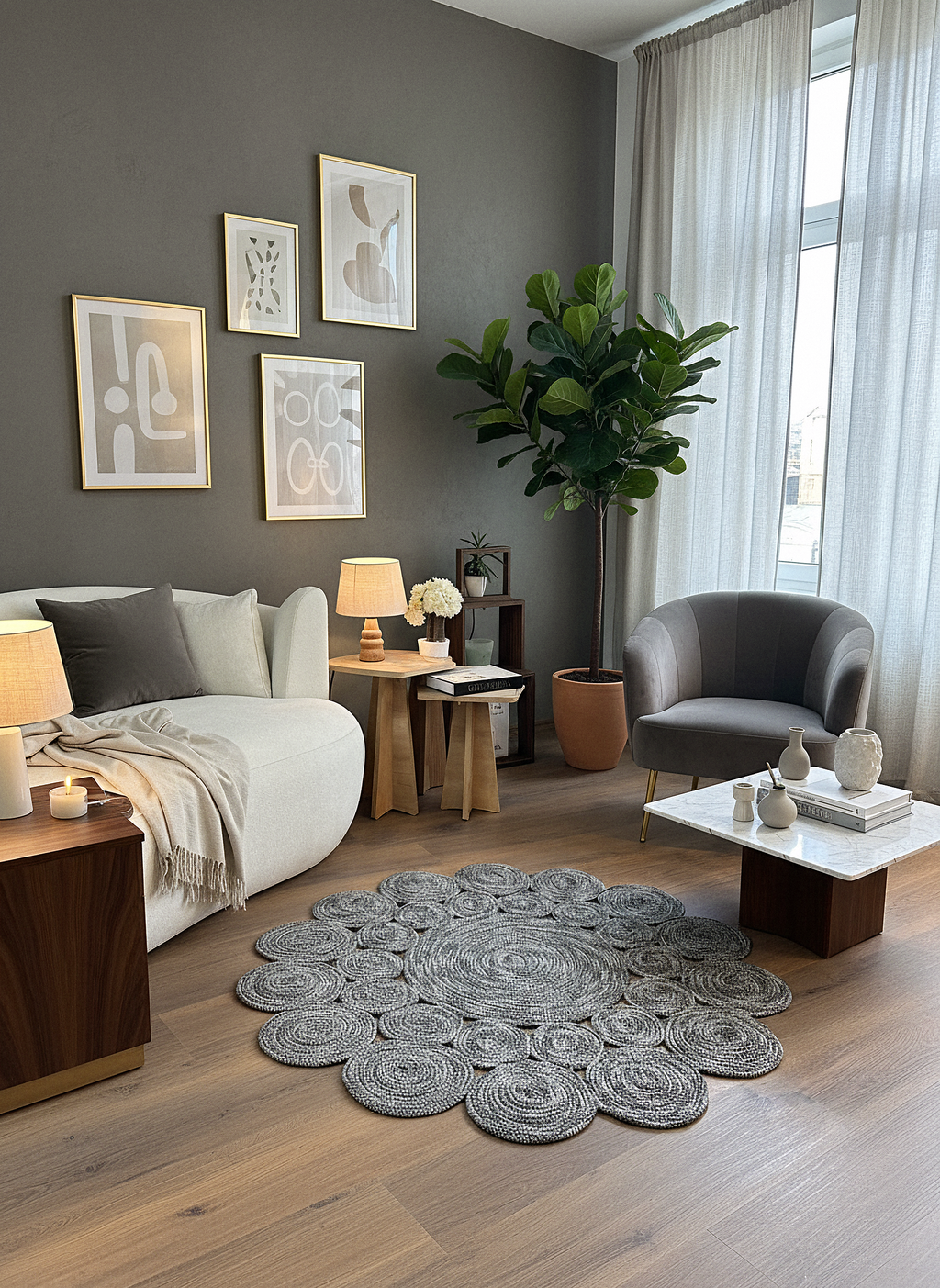 JÜT-815 Elde Dokuma Doğal Jüt Hasır Halı