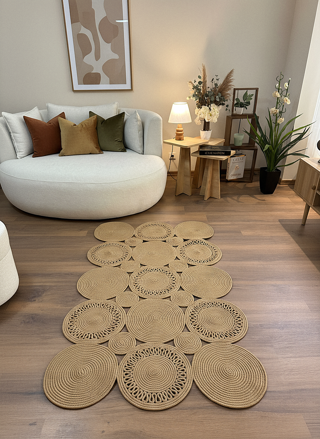 JÜT-855 Elde Dokuma Doğal Jüt Hasır Halı