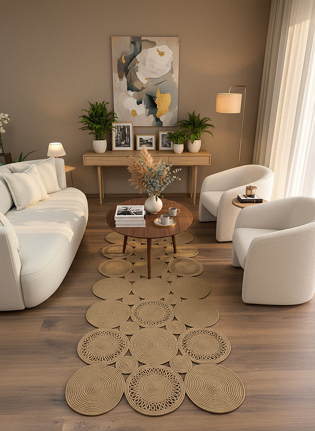 JÜT-855 Elde Dokuma Doğal Jüt Hasır Halı