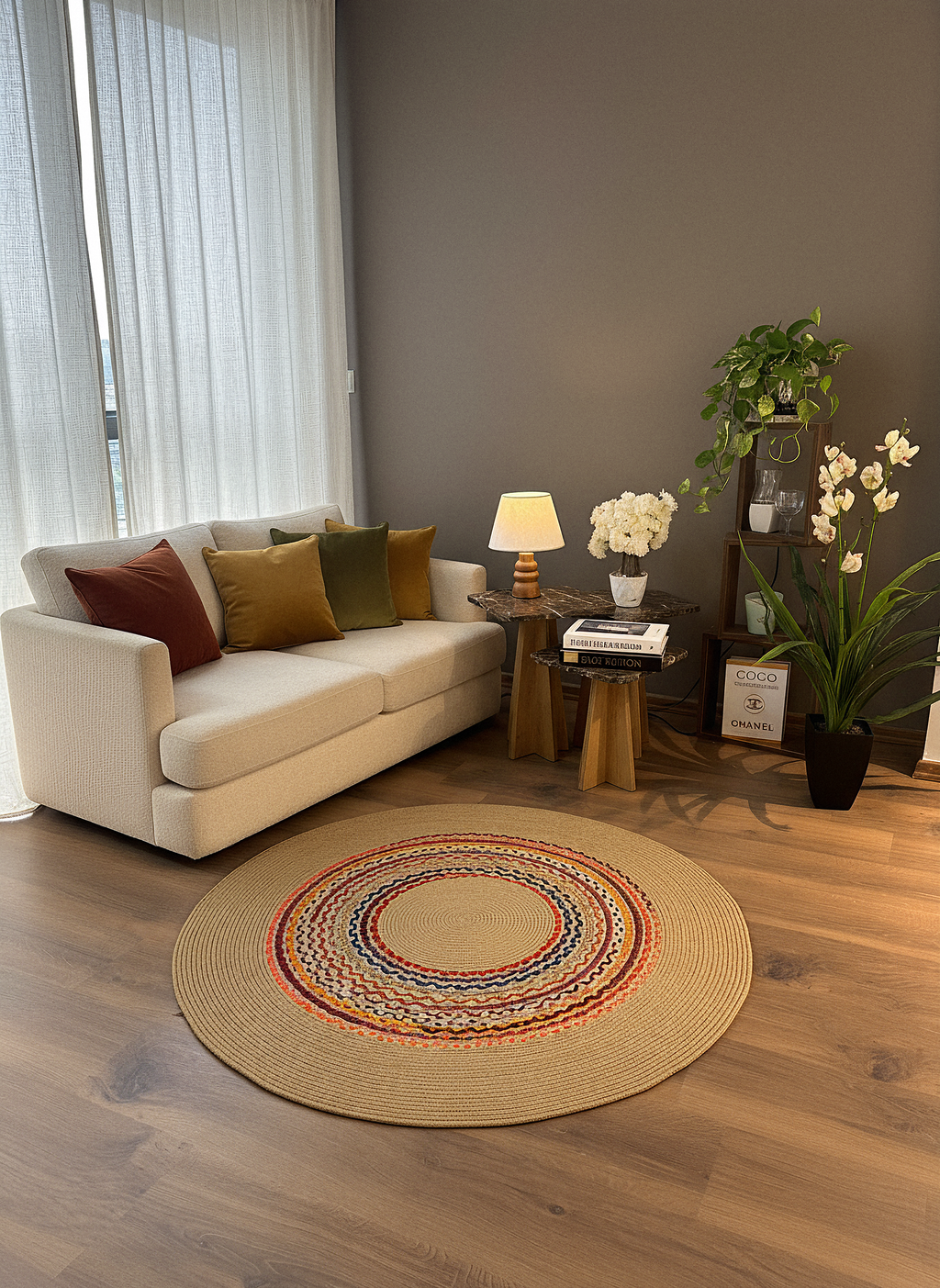 JÜT-861 Elde Dokuma Doğal Jüt Hasır Halı