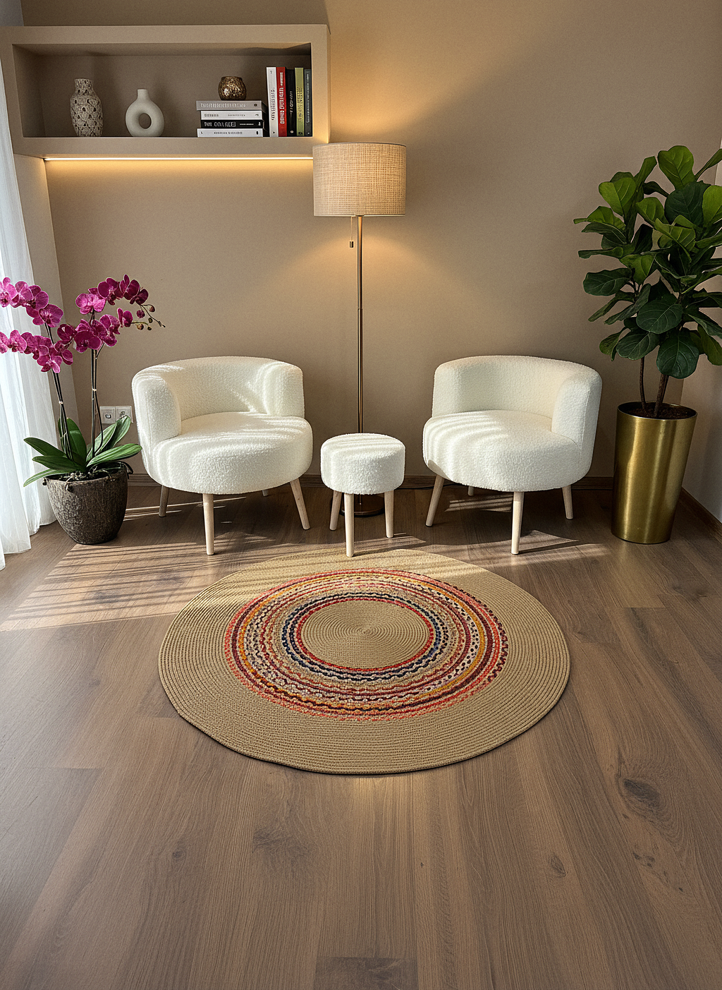 JÜT-861 Elde Dokuma Doğal Jüt Hasır Halı