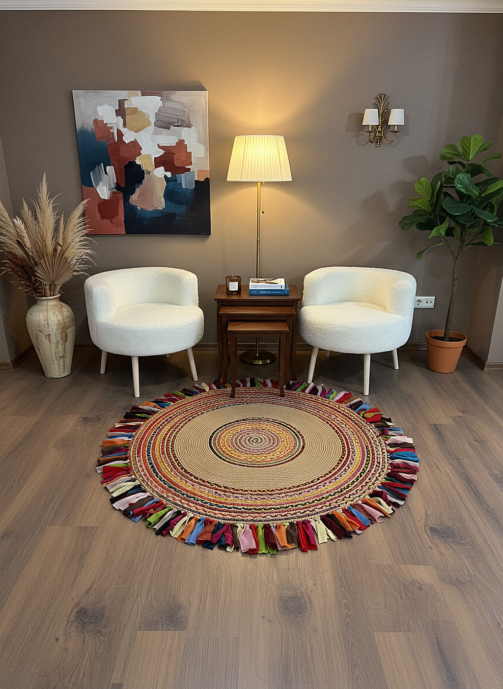 JÜT-1001 Elde Dokuma Doğal Jüt Hasır Halı