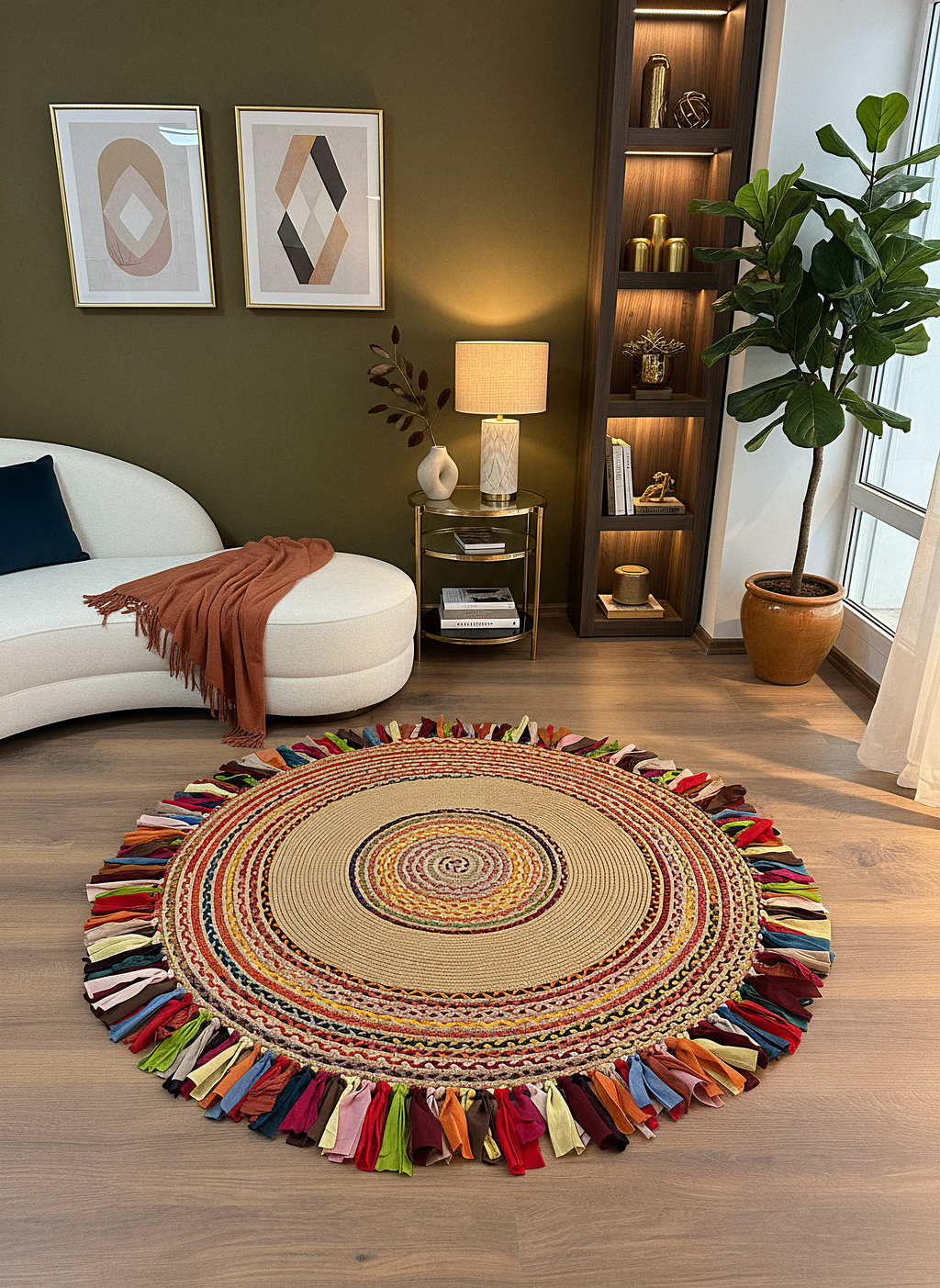 JÜT-1001 Elde Dokuma Doğal Jüt Hasır Halı