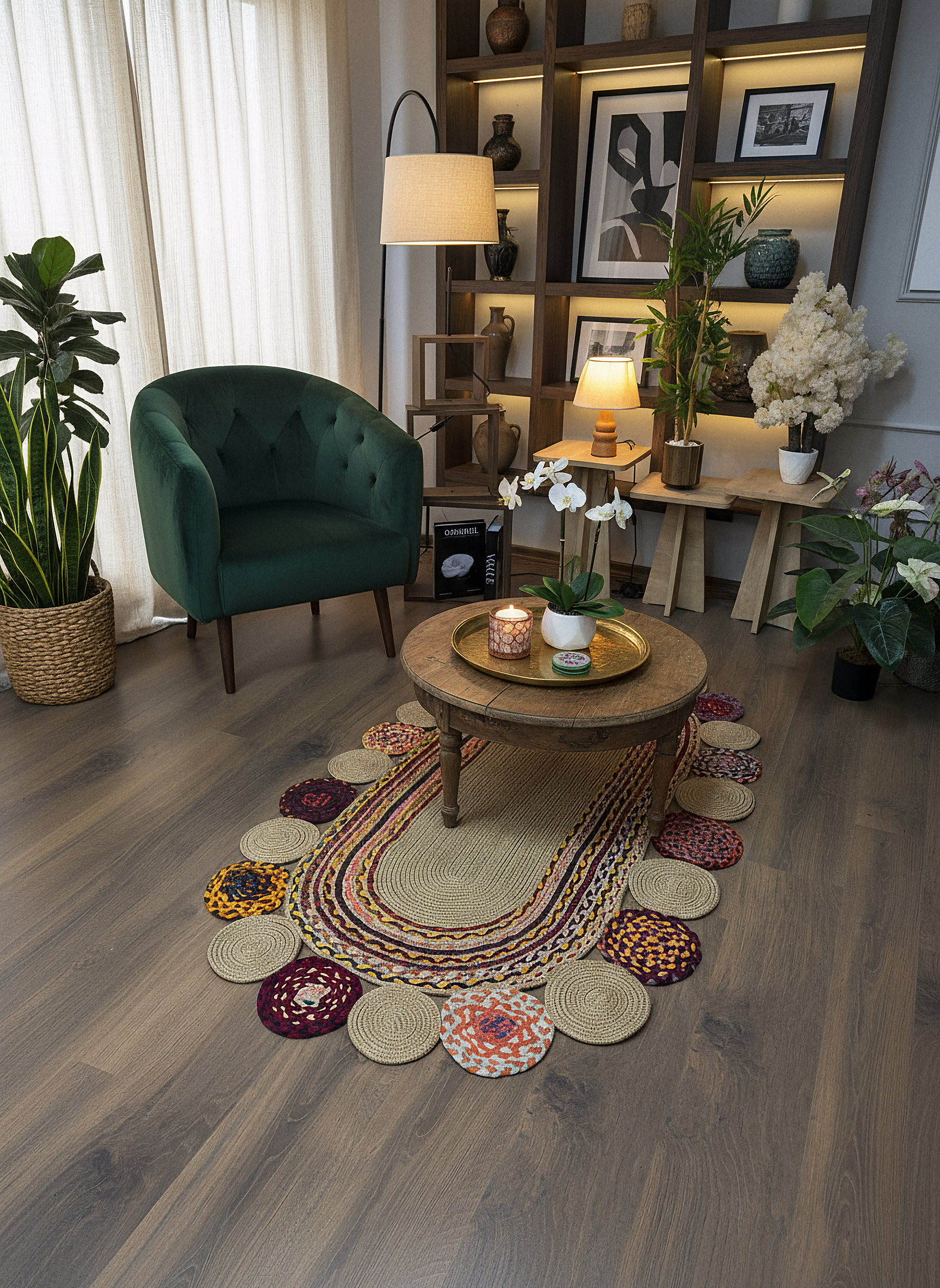 JÜT-C14 Elde Dokuma Doğal Jüt Hasır Halı