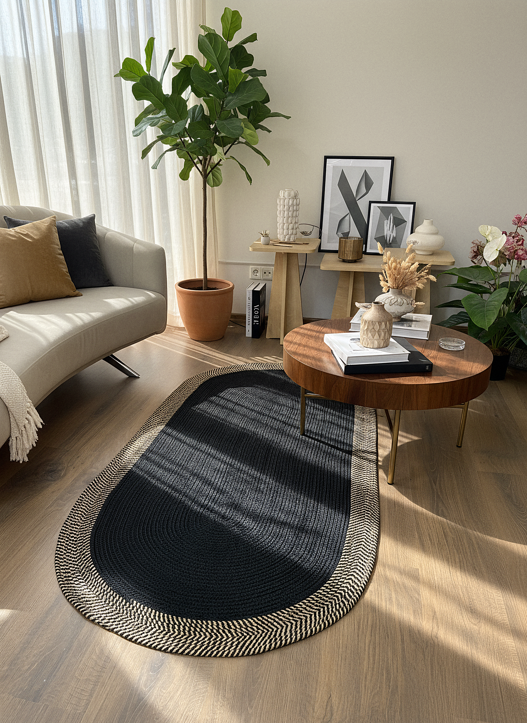 JÜT-C15 Elde Dokuma Doğal Jüt Hasır Halı