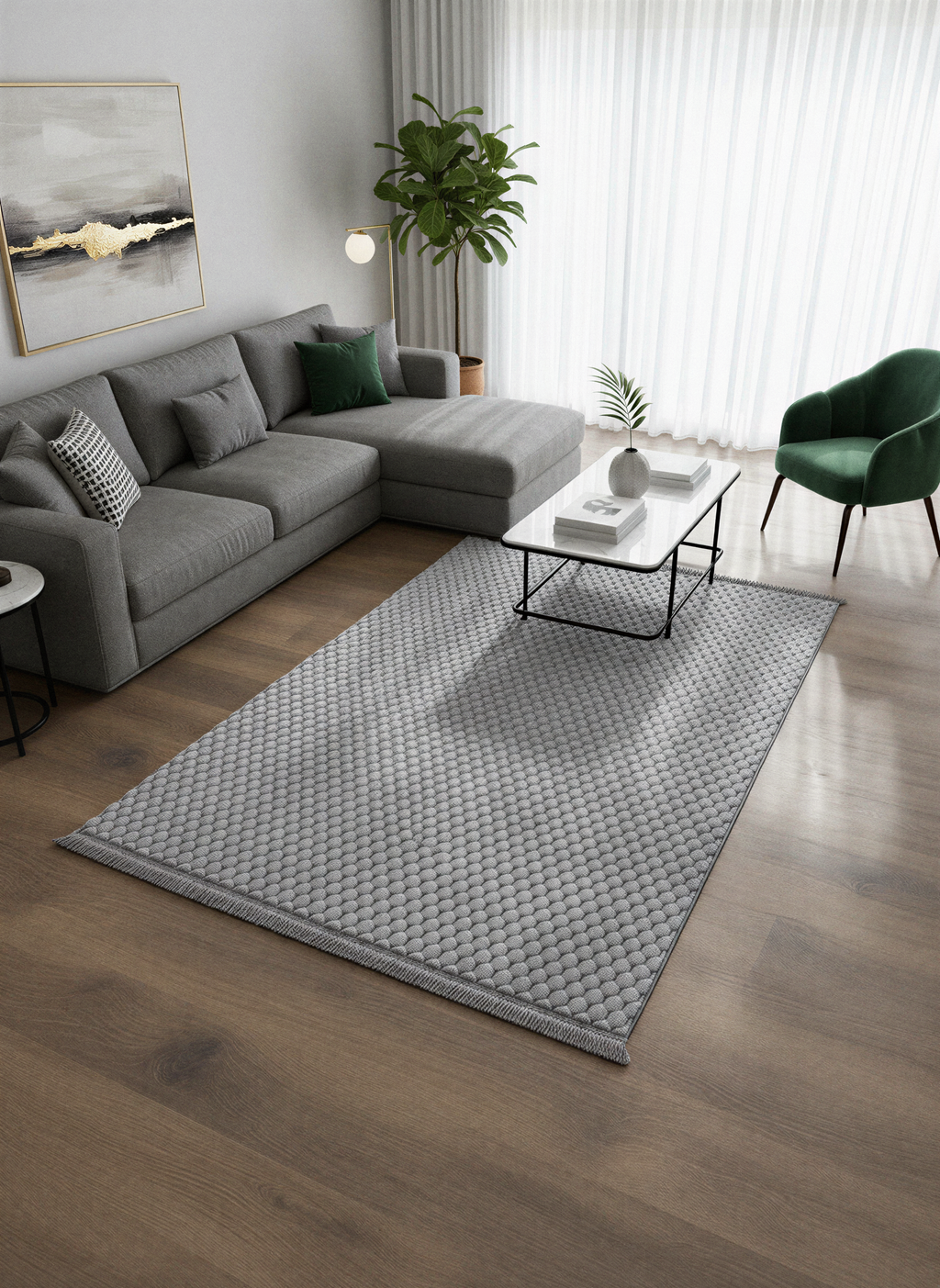 TAVŞAN PETEK  GRİ - Kaymaz Deri Taban Tavşan Shaggy Yatak Odası Oturma Odası Çocuk Odası Halısı