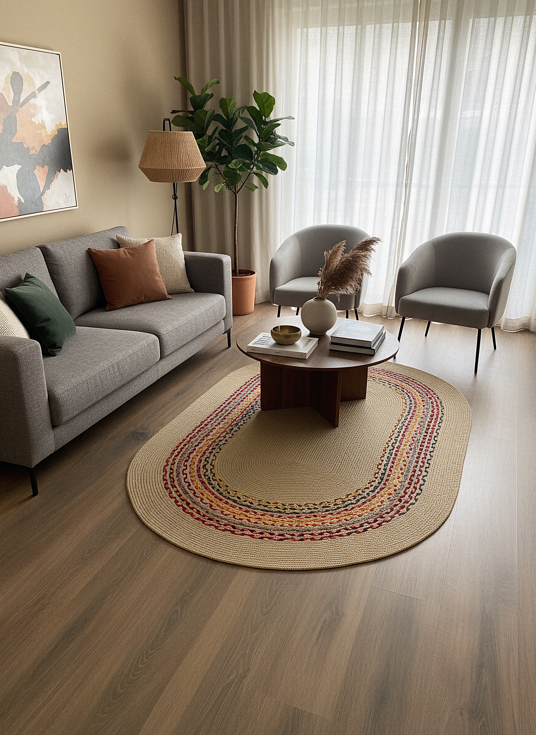 JÜT-C18 Elde Dokuma Doğal Jüt Hasır Halı