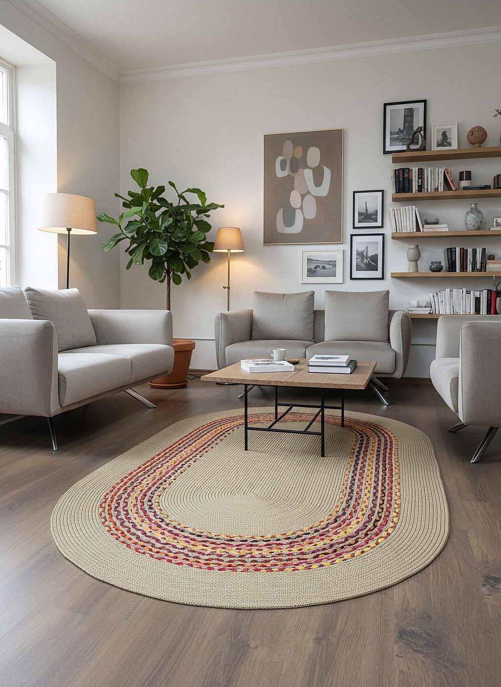 JÜT-C18 Elde Dokuma Doğal Jüt Hasır Halı