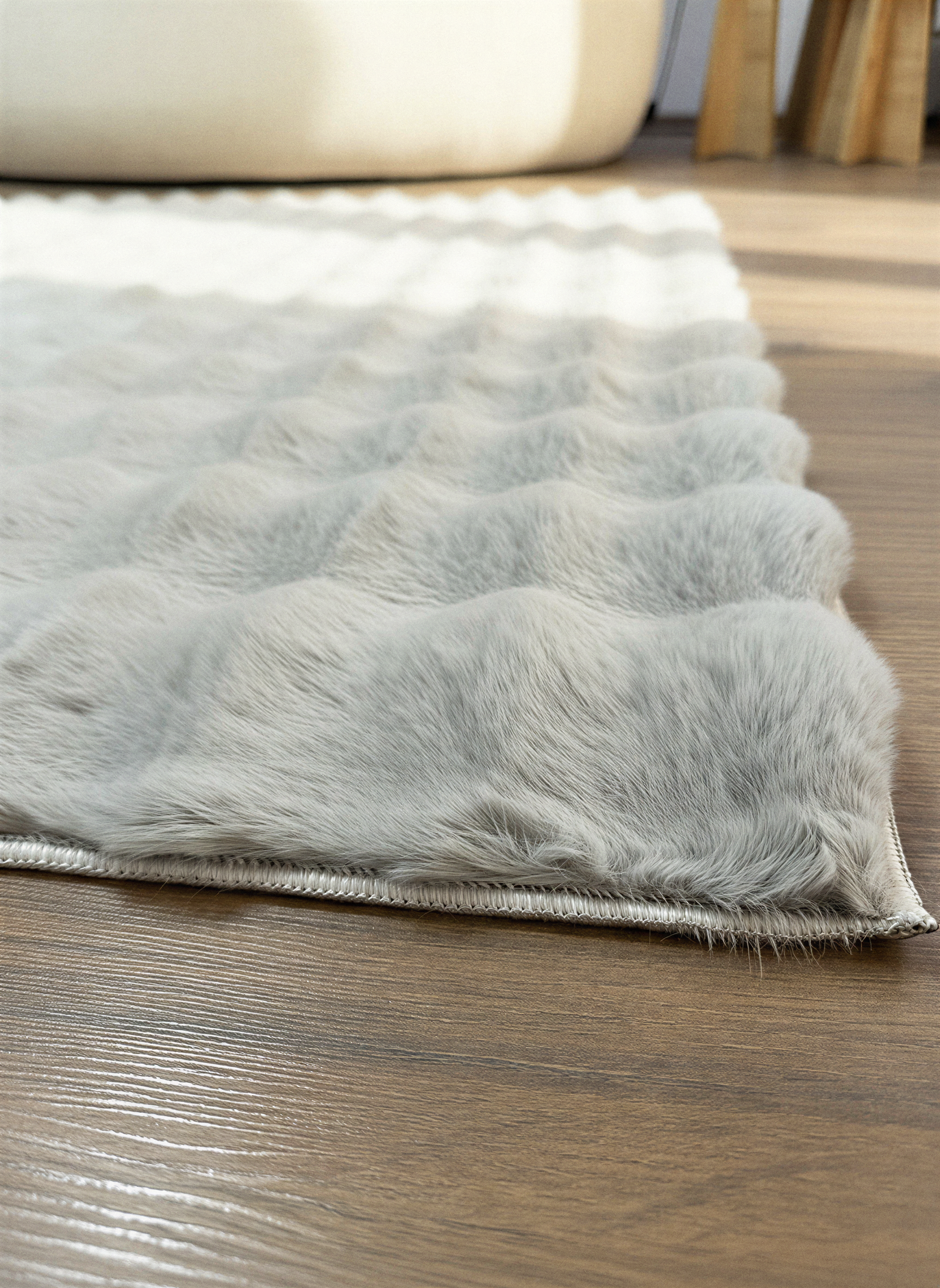 TAVŞAN BUBBLE  GRİ - Kaymaz Dokuma Taban Tavşan Shaggy Yatak Odası Oturma Odası Çocuk Odası Halısı