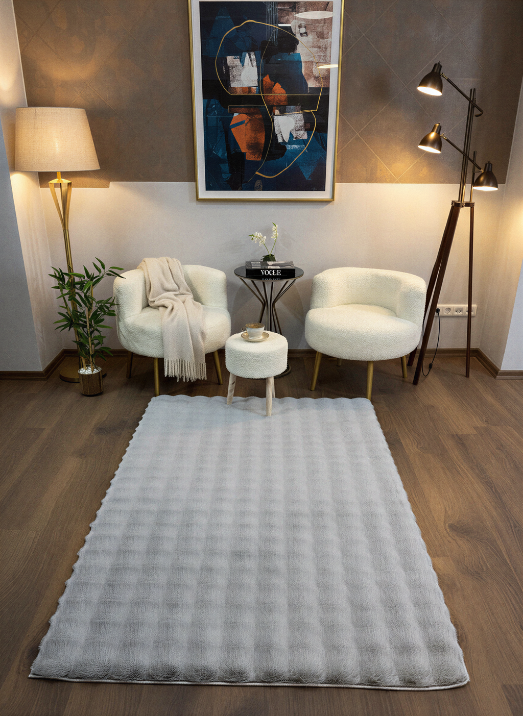 TAVŞAN BUBBLE  GRİ - Kaymaz Dokuma Taban Tavşan Shaggy Yatak Odası Oturma Odası Çocuk Odası Halısı