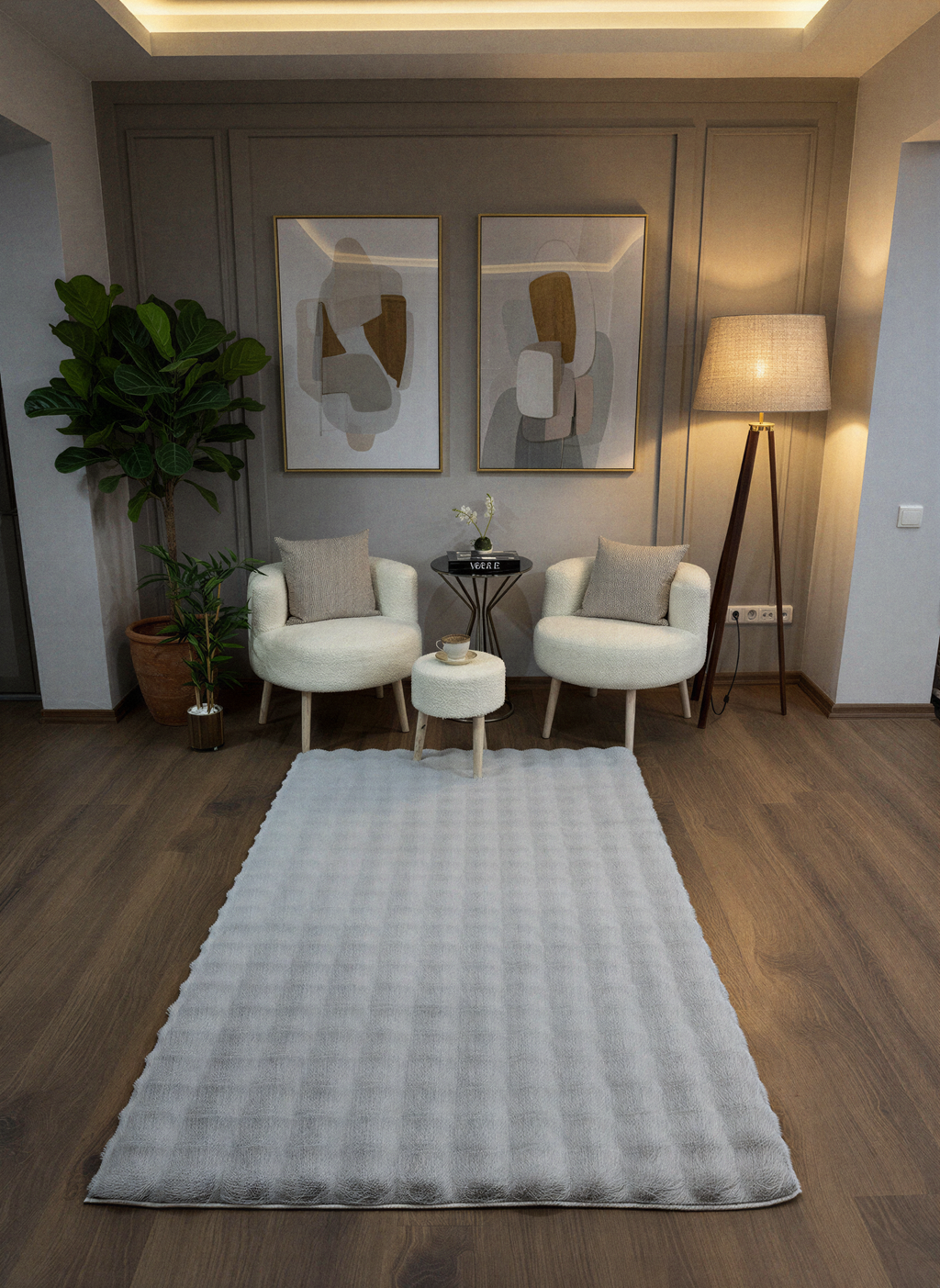 TAVŞAN BUBBLE  GRİ - Kaymaz Dokuma Taban Tavşan Shaggy Yatak Odası Oturma Odası Çocuk Odası Halısı