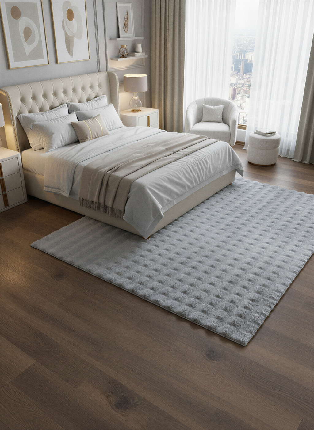 TAVŞAN BUBBLE  GRİ - Kaymaz Dokuma Taban Tavşan Shaggy Yatak Odası Oturma Odası Çocuk Odası Halısı