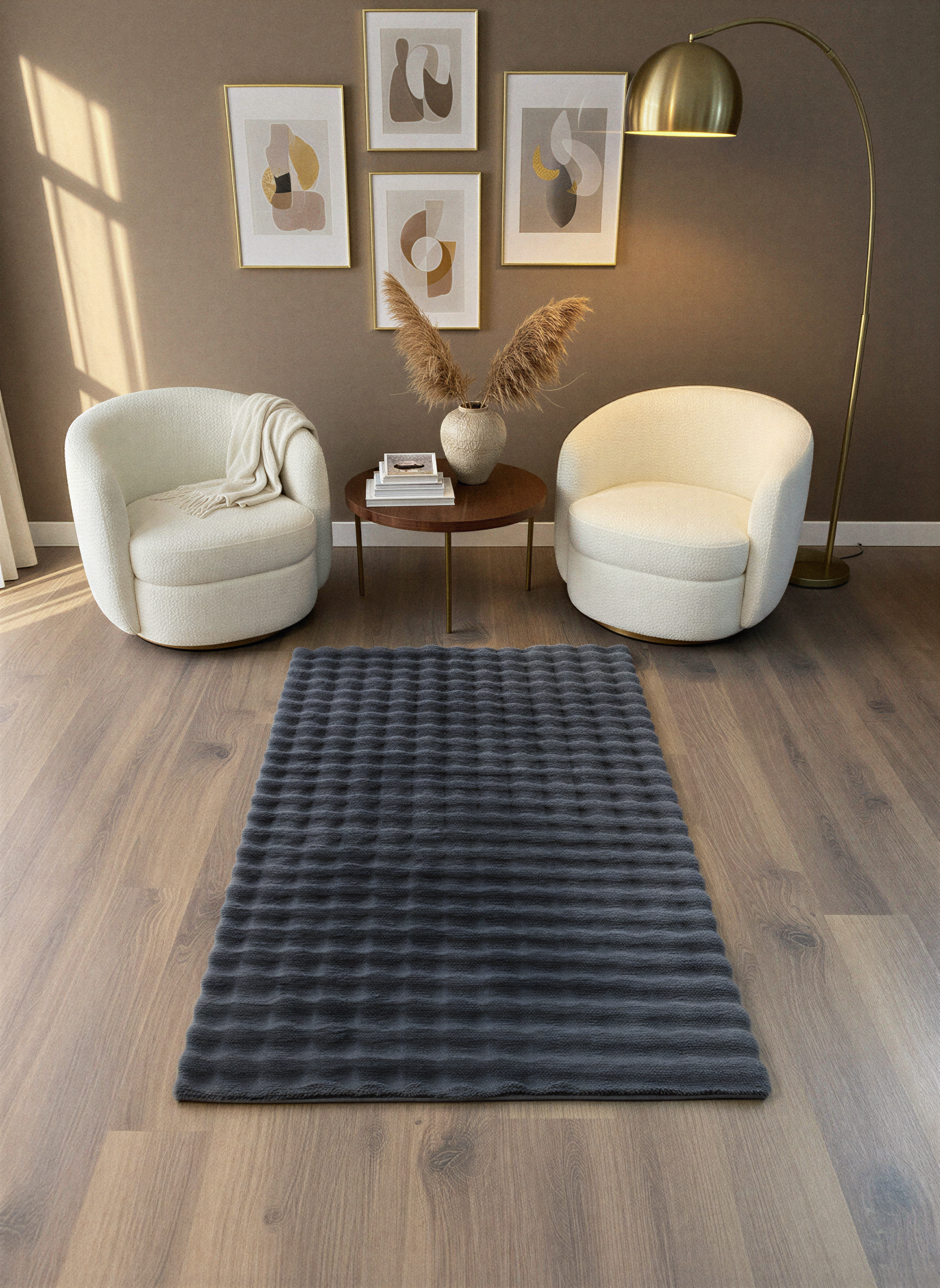 TAVŞAN BUBBLE  ANTRASİT -  Kaymaz Dokuma Taban Tavşan Shaggy Yatak Odası Oturma Odası Çocuk Odası Halısı
