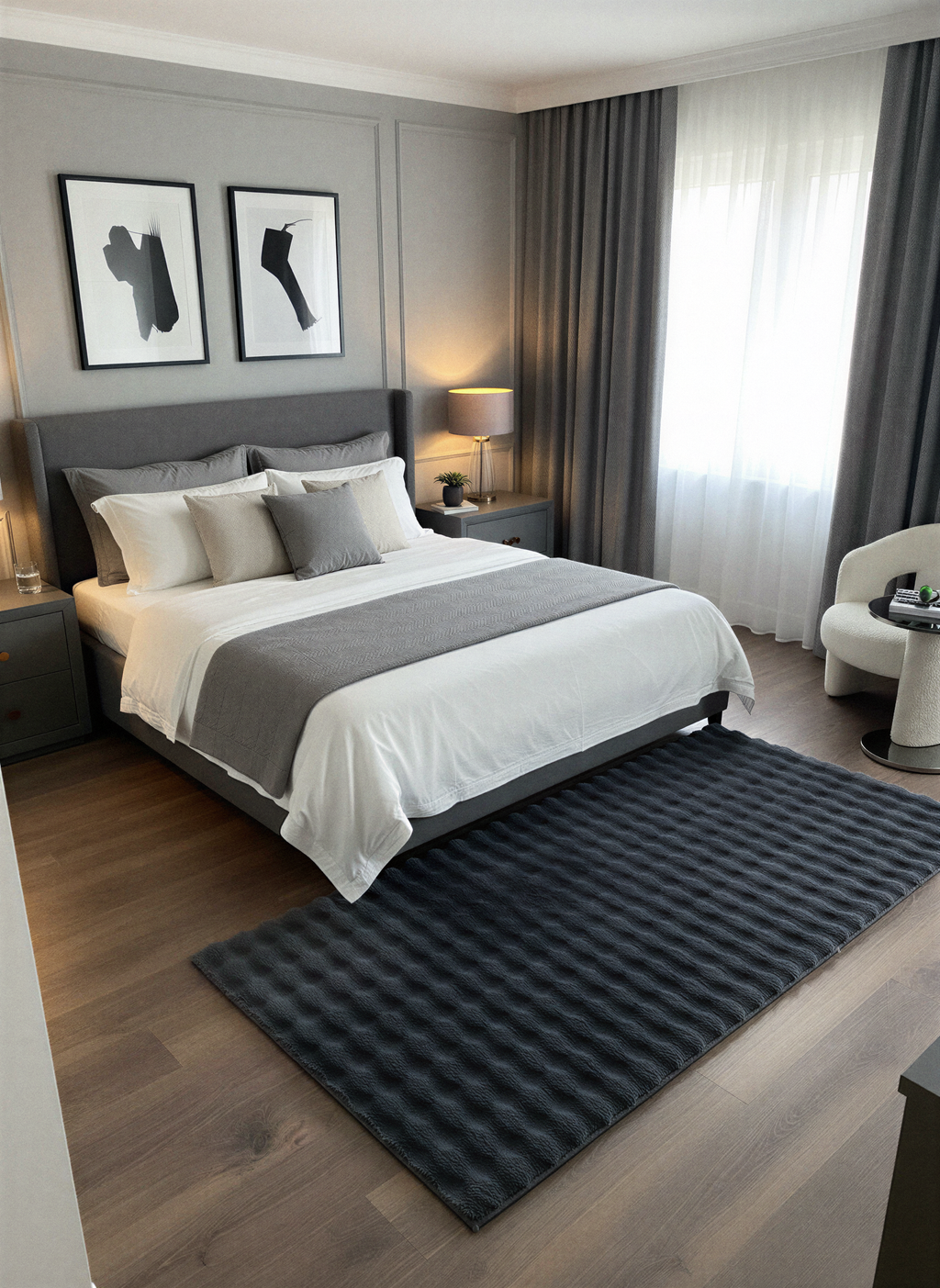 TAVŞAN BUBBLE  ANTRASİT -  Kaymaz Dokuma Taban Tavşan Shaggy Yatak Odası Oturma Odası Çocuk Odası Halısı