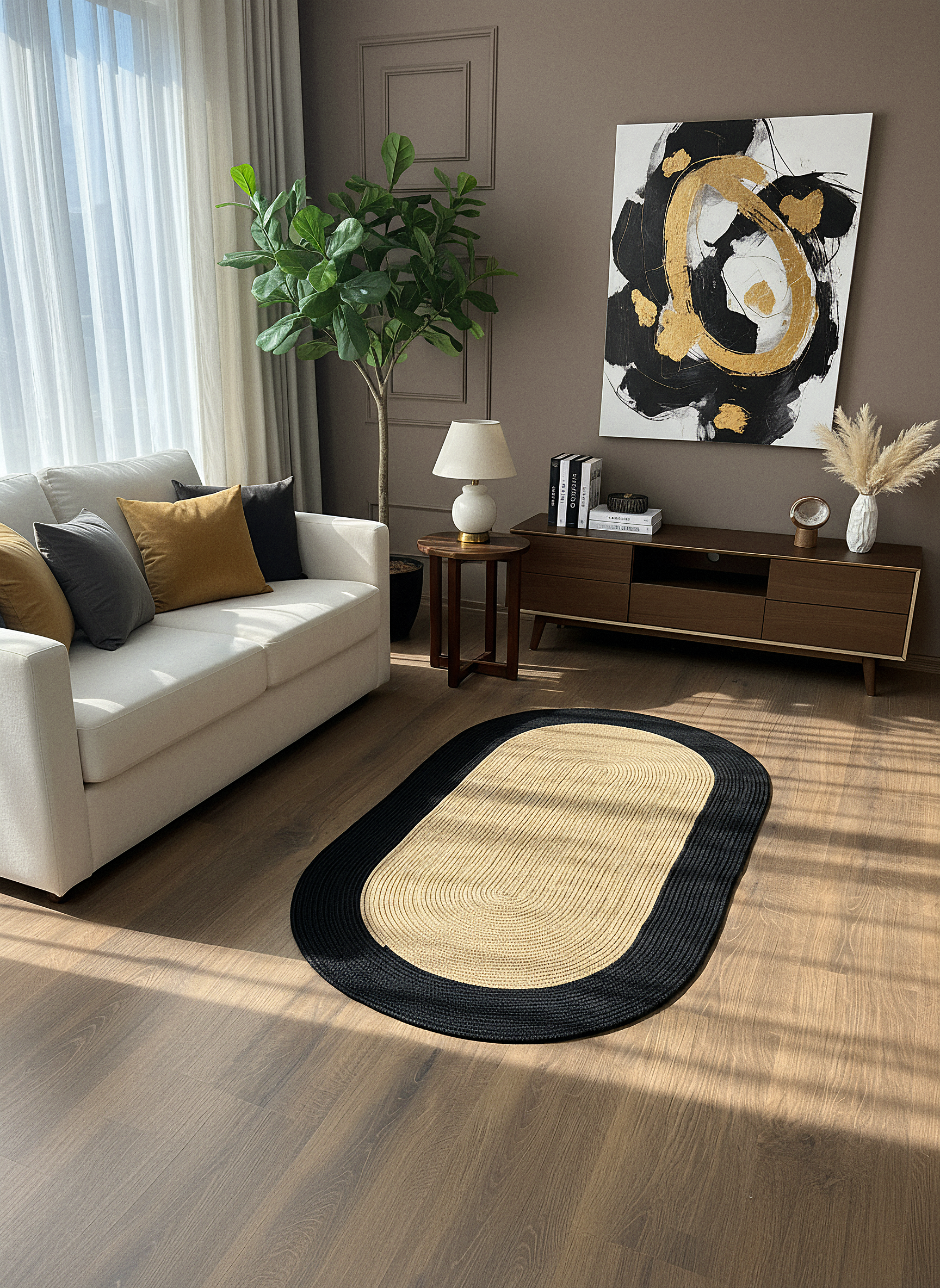 JÜT-C16 Elde Dokuma Doğal Jüt Hasır Halı