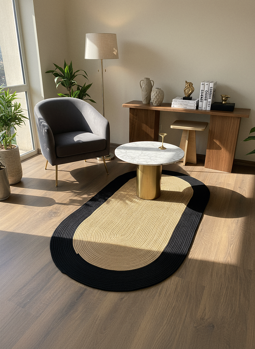 JÜT-C16 Elde Dokuma Doğal Jüt Hasır Halı