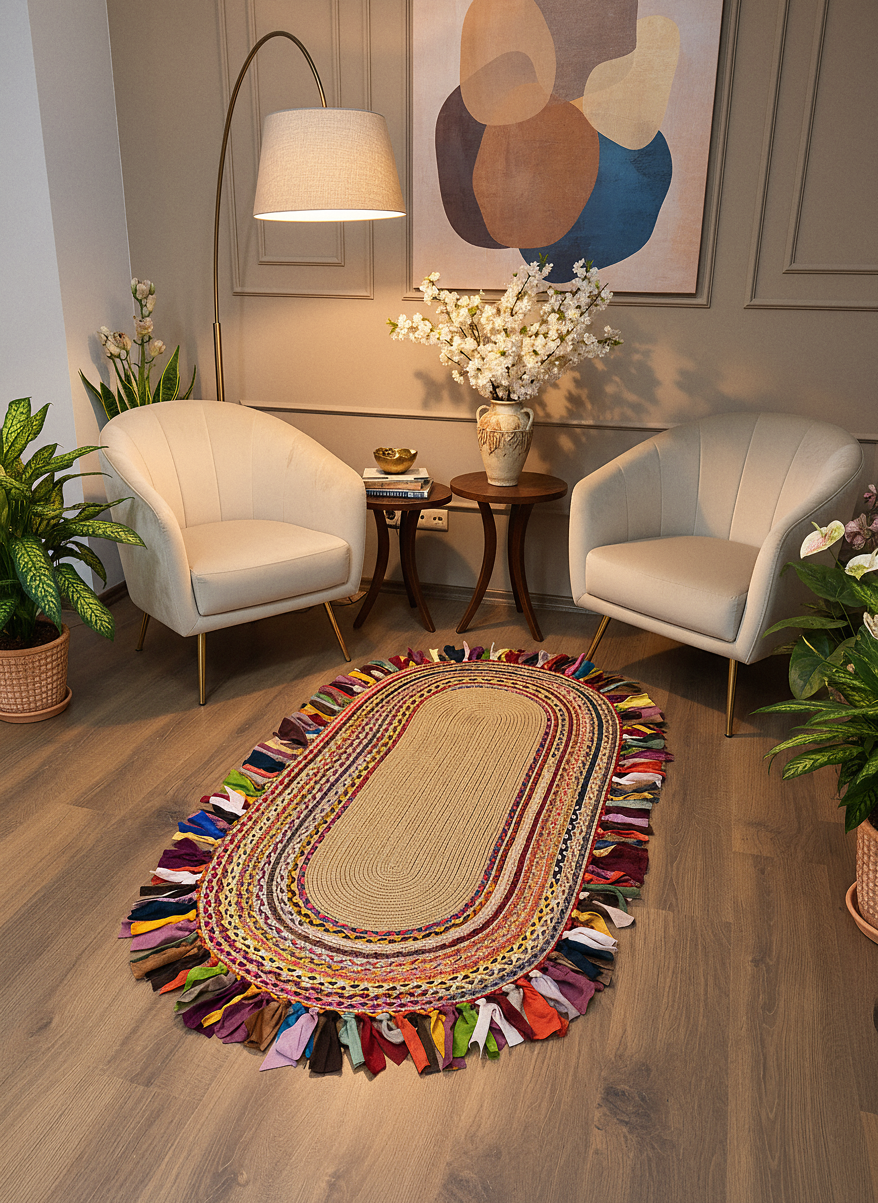 JÜT-C17 Elde Dokuma Doğal Jüt Hasır Halı