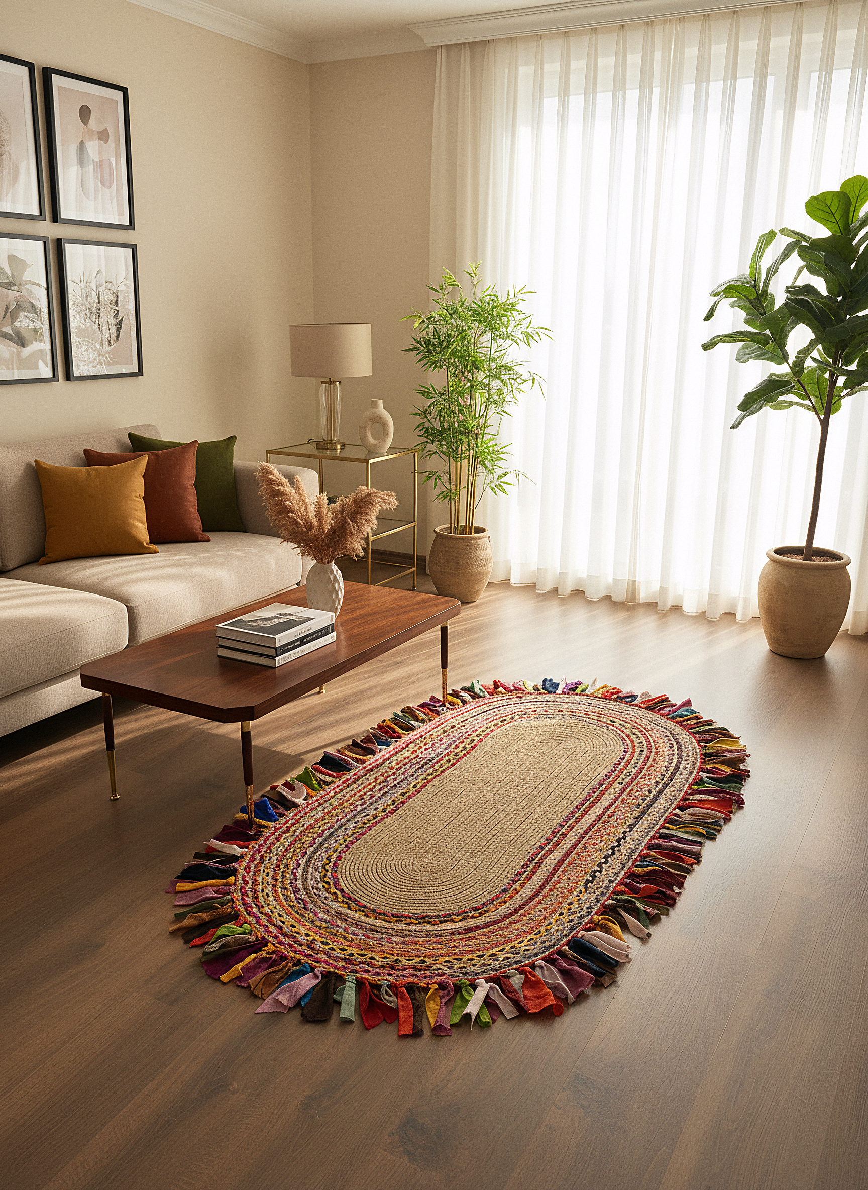 JÜT-C17 Elde Dokuma Doğal Jüt Hasır Halı