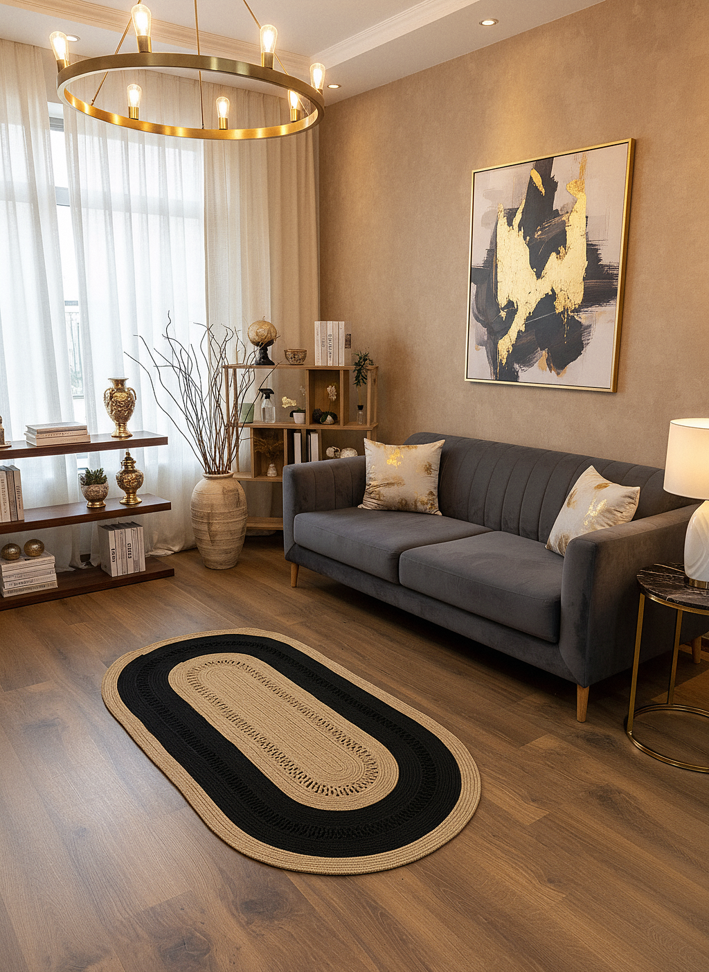 JÜT-C11 Elde Dokuma Doğal Jüt Hasır Halı